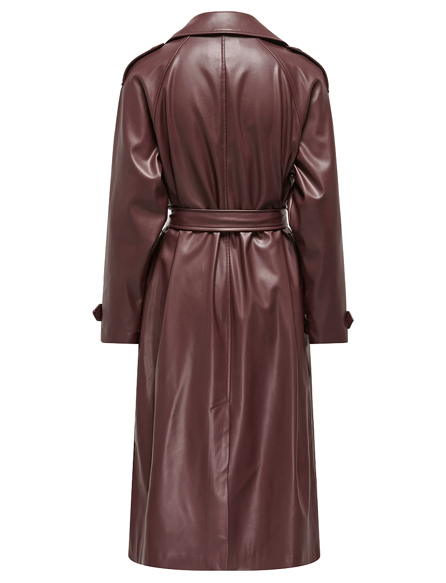 ONLY - ONLFLORA FAUX LEATHER TRENCHCOAT OTW - deep mahogany - 1
