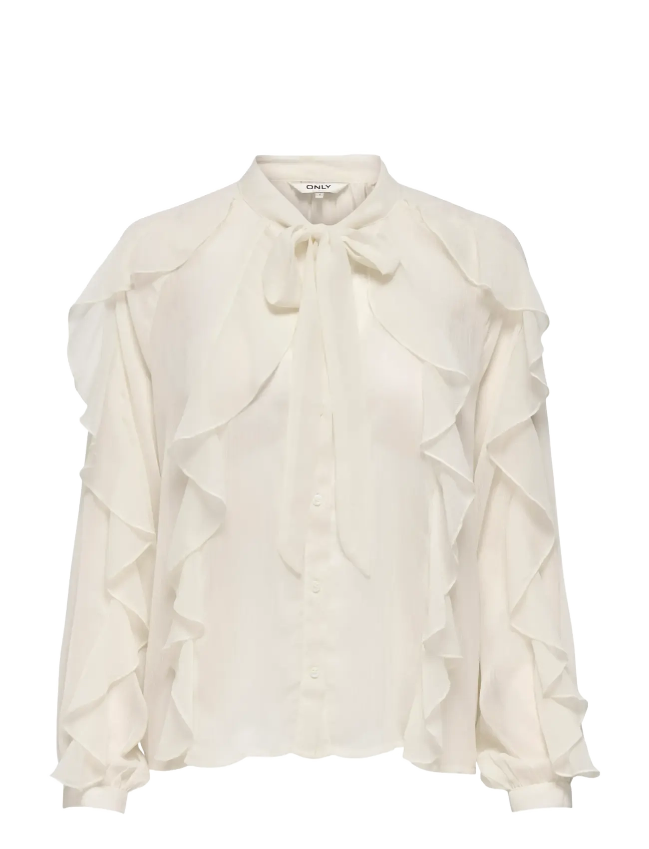 ONLY Onltaryn Ls Romantic Ruffle Blouse Wvn, Kvinder, Flæsebluse, Hvid, Str: S