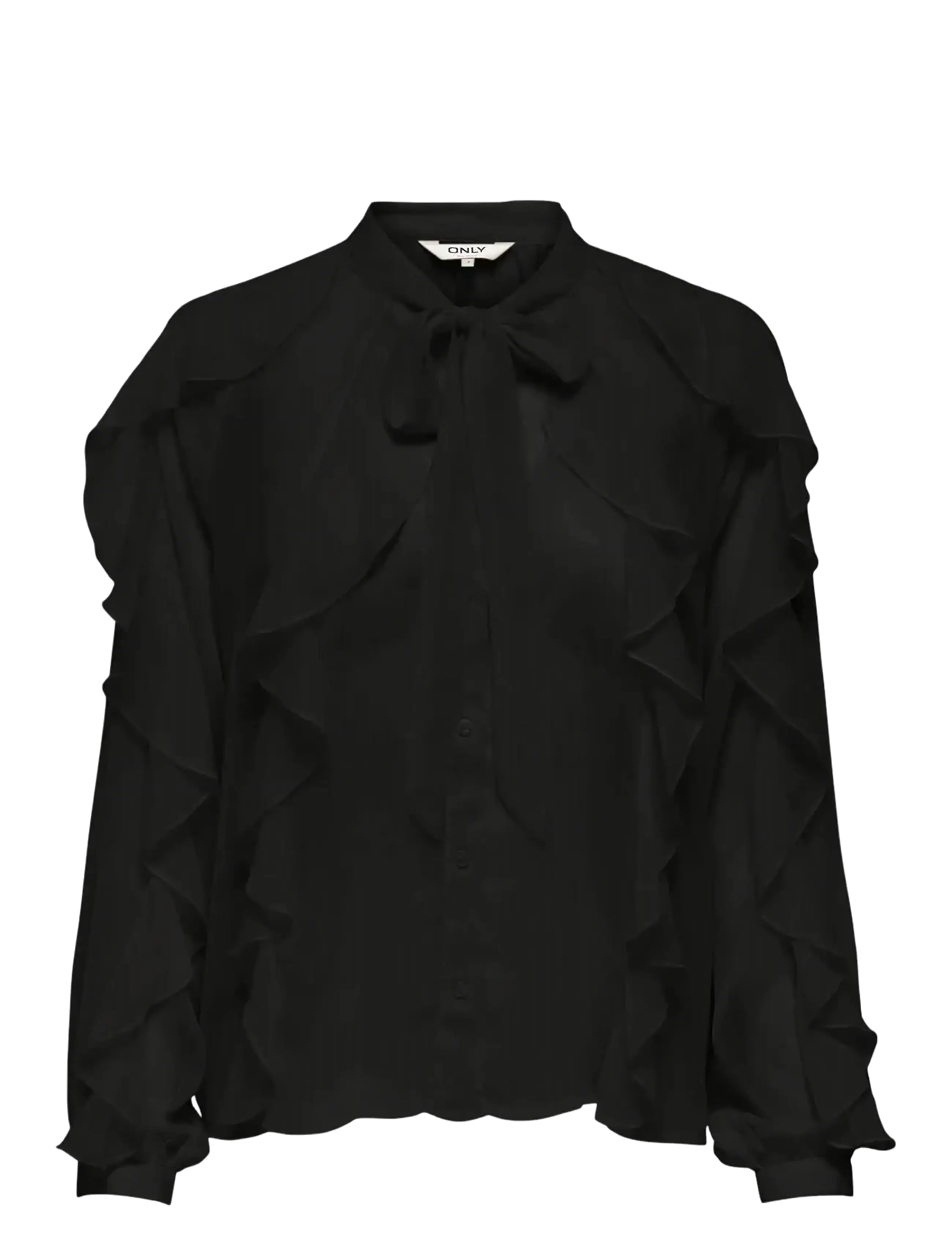 ONLY Onltaryn Ls Romantic Ruffle Blouse Wvn, XS, Black, Bluser > Langærmede, Dame