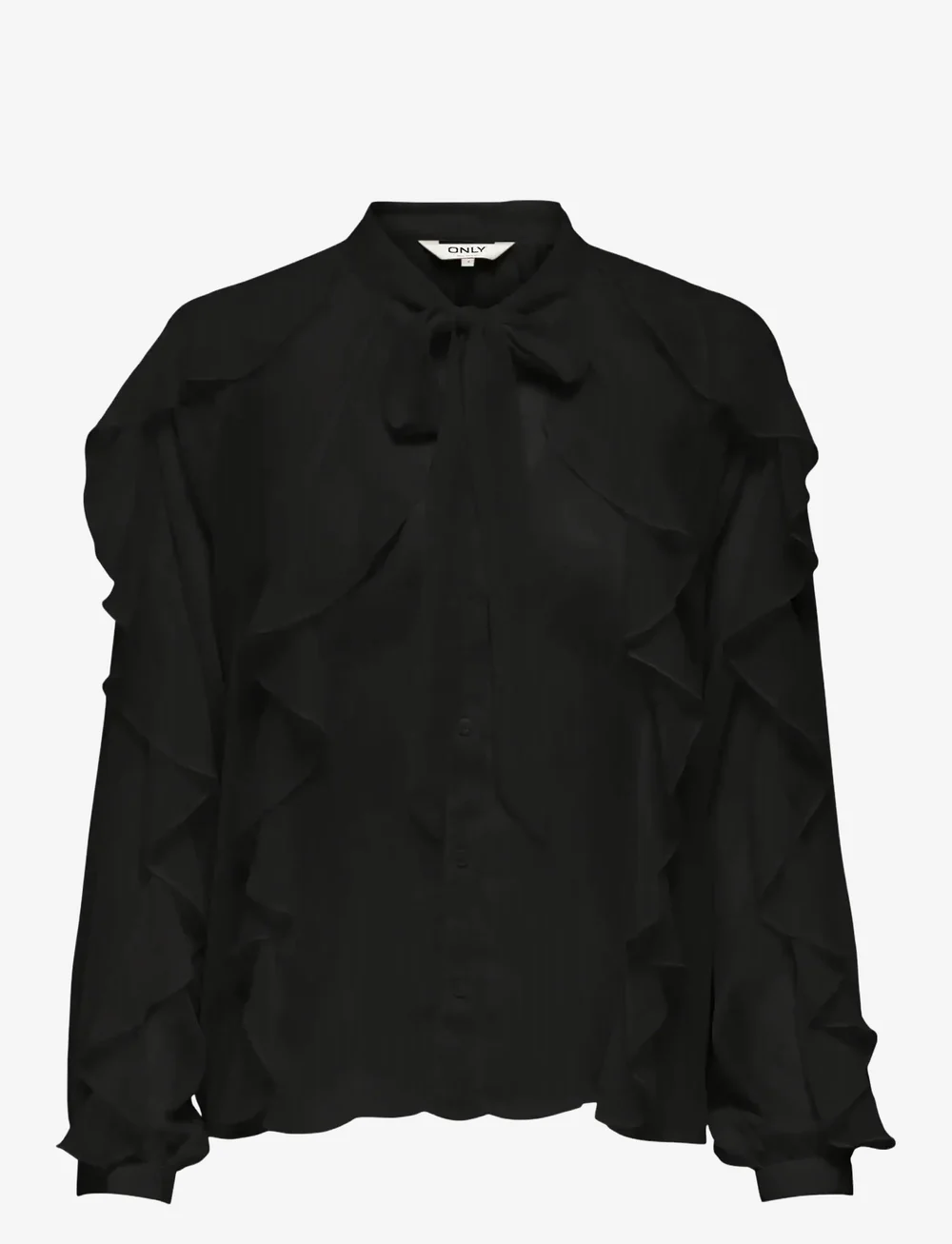 ONLY - ONLTARYN LS ROMANTIC RUFFLE BLOUSE  WVN - långärmade blusar - black - 0