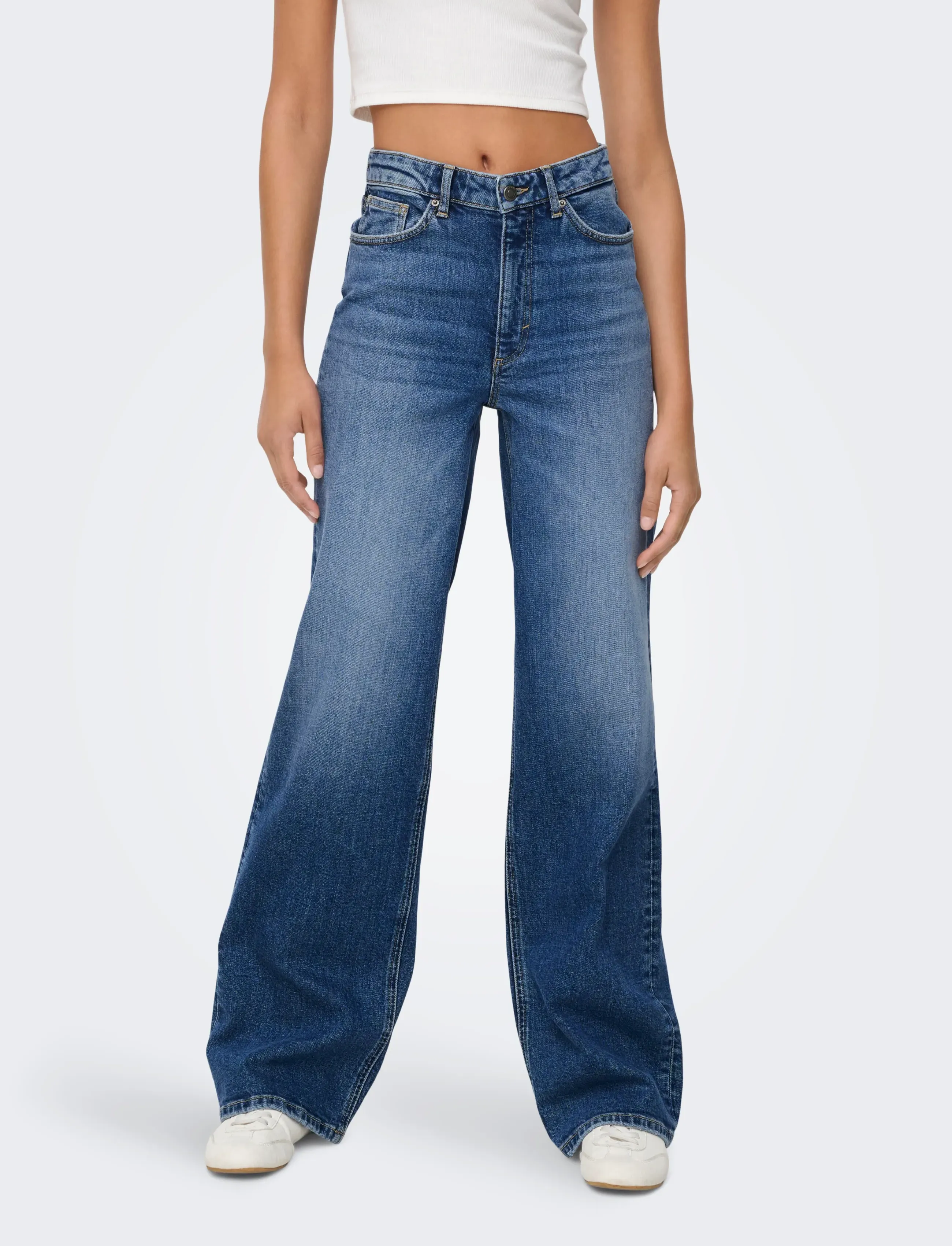 ONLY Onljuicy Hw Wide Leg Dot330 Dnm Noos, Kvinder, Højtaljede Wide Leg Jeans, Blå, Str: 26 x 32
