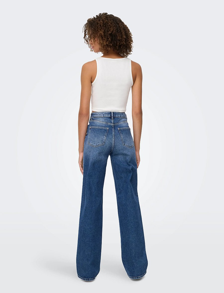 ONLY - ONLJUICY HW WIDE LEG DOT330 DNM NOOS - szerokie dżinsy - dark blue denim - 3