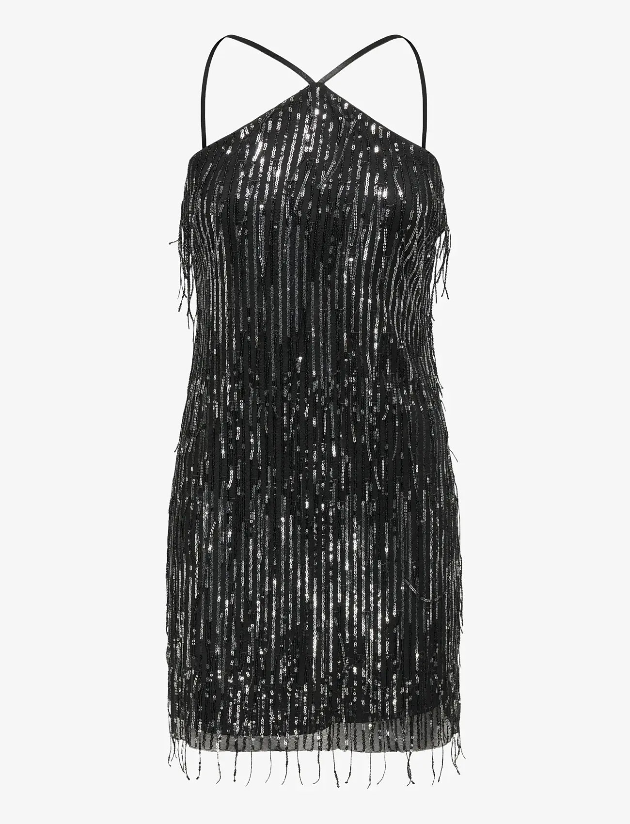 ONLY ONLSPACY SL HALTERNECK SEQUINS DRESS WVN - Party Dresses - BLACK / black