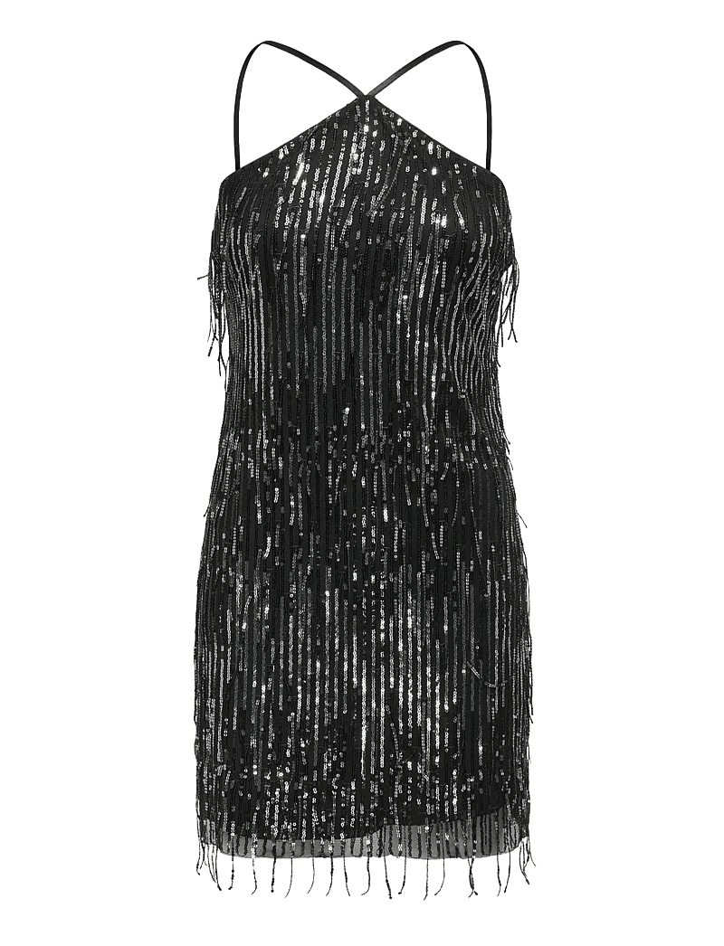 ONLY - ONLSPACY SL HALTERNECK SEQUINS DRESS WVN - paillettenkleider - black - 0
