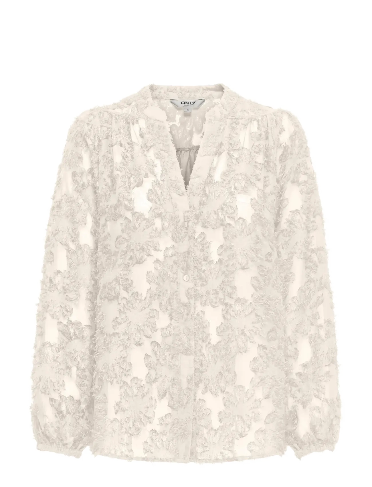 ONLY Onlkorsa Ls Jaquard Shirt Wvn, Kvinder, Langærmet Jacquard Bluse, Cream, Str: S