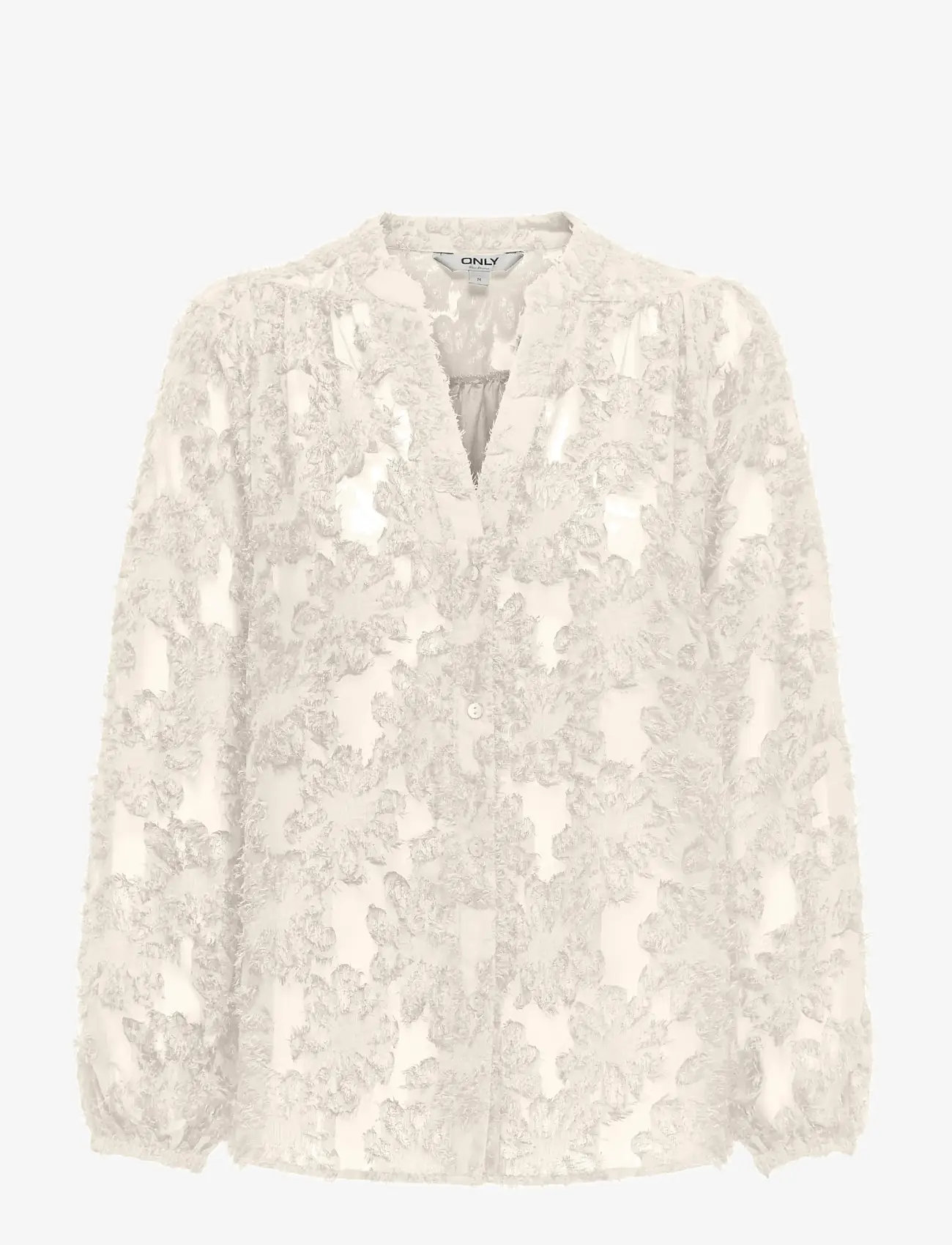 ONLY - ONLKORSA LS JAQUARD SHIRT WVN - långärmade blusar - egret - 0