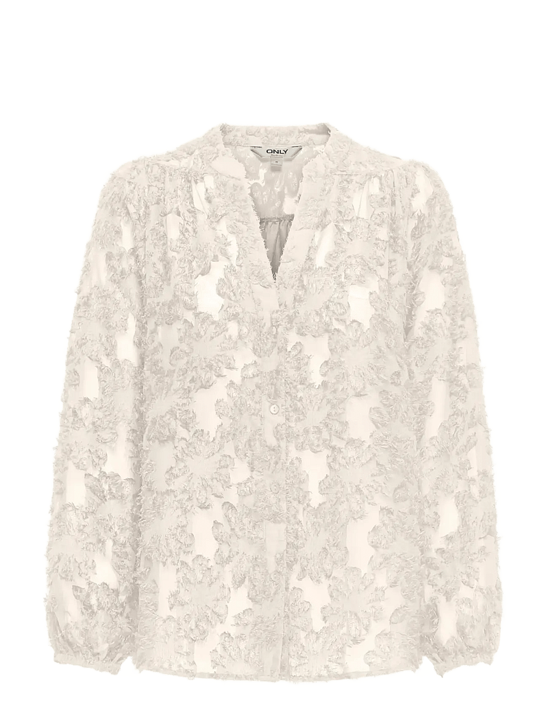 ONLY - ONLKORSA LS JAQUARD SHIRT WVN - long sleeved blouses - egret - 0