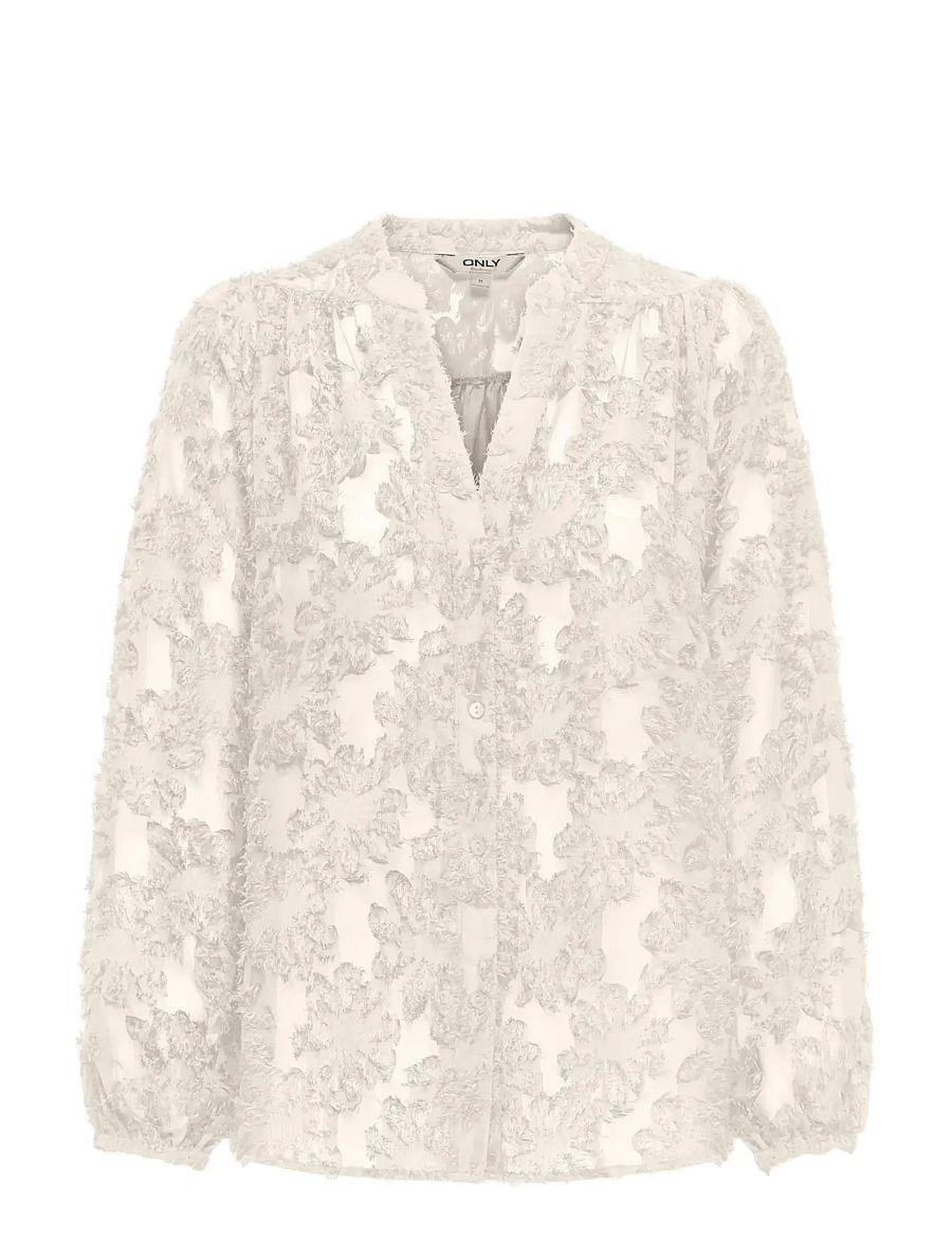 ONLY - ONLKORSA LS JAQUARD SHIRT WVN - langärmlige blusen - egret - 0