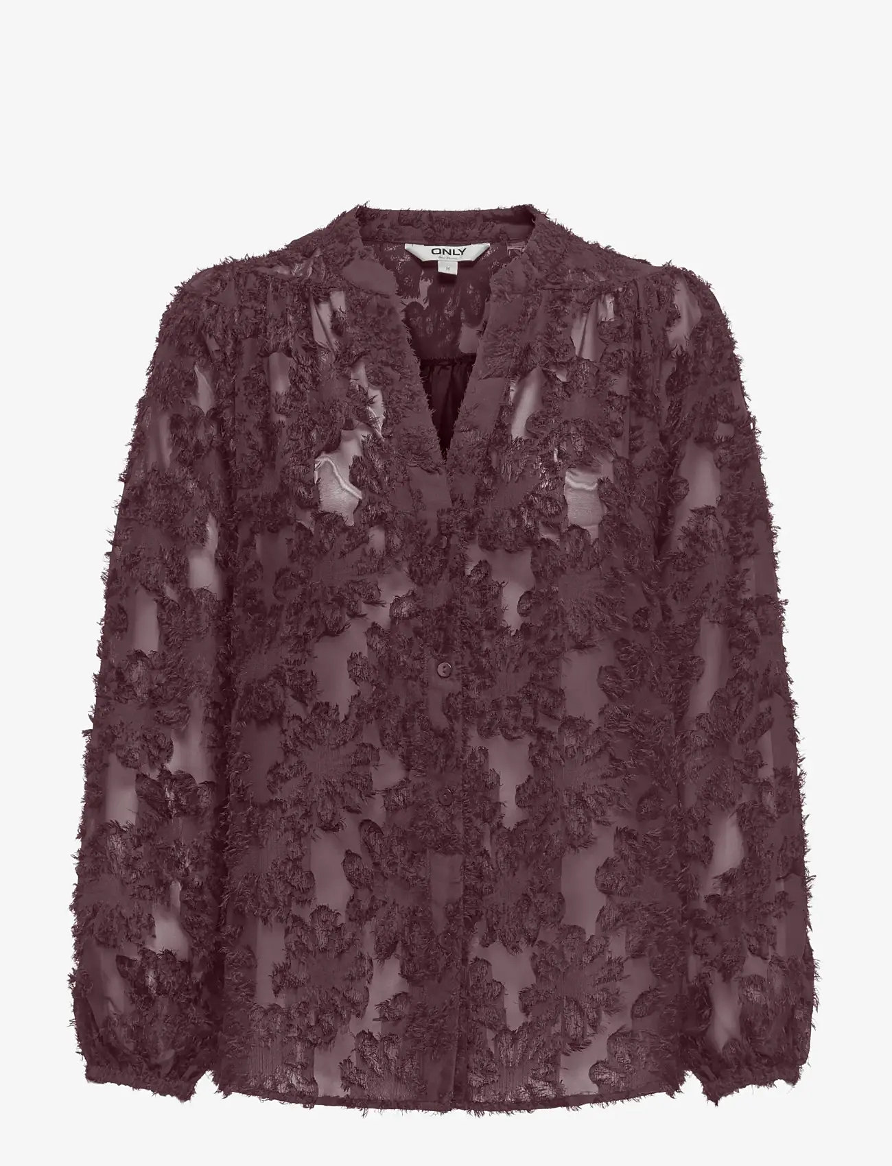 ONLY - ONLKORSA LS JAQUARD SHIRT WVN - langærmede bluser - winetasting - 0