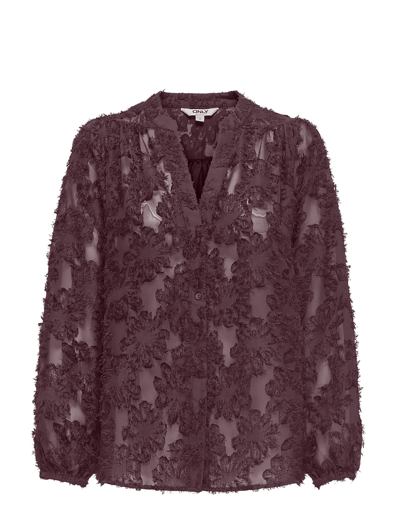 ONLY - ONLKORSA LS JAQUARD SHIRT WVN - langærmede bluser - winetasting - 0