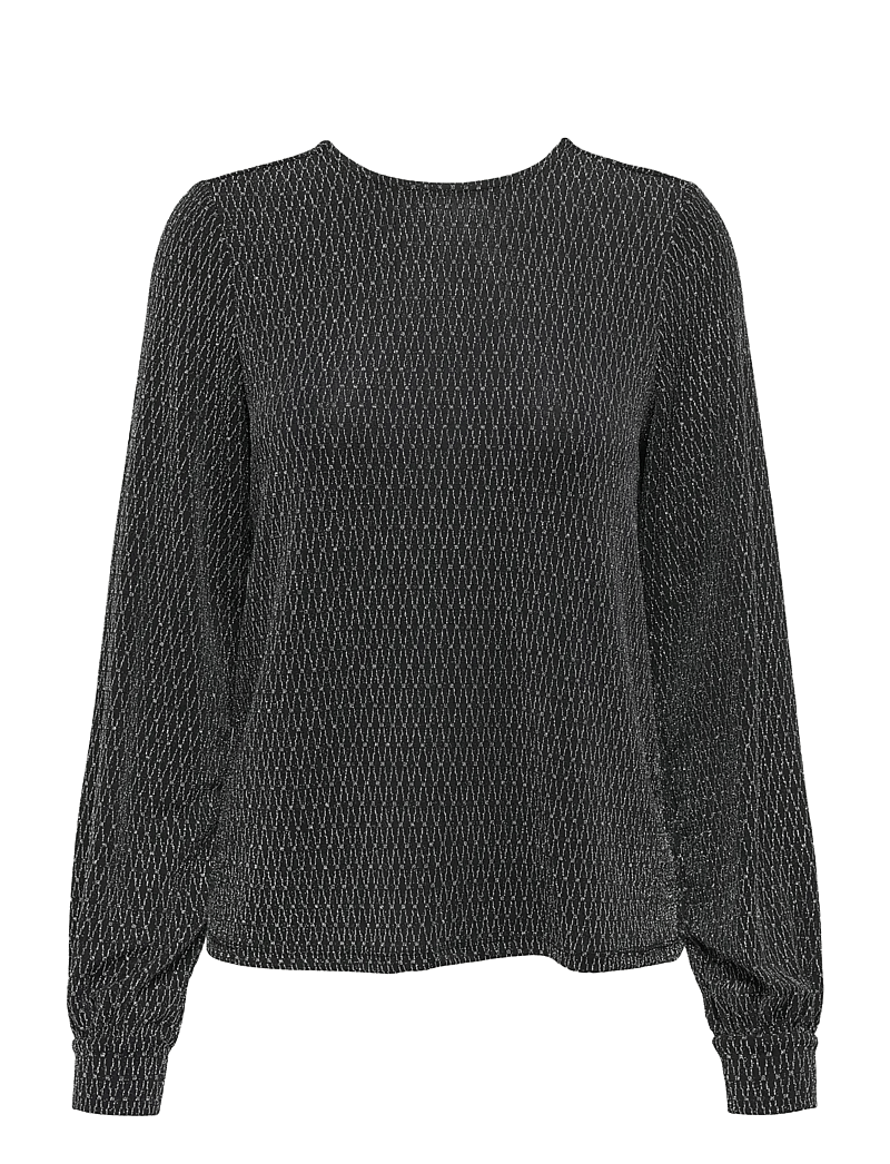 ONLY - ONLCAROL L/S GLITTER BOW TOP BOX JRS - langärmlige blusen - black - 1