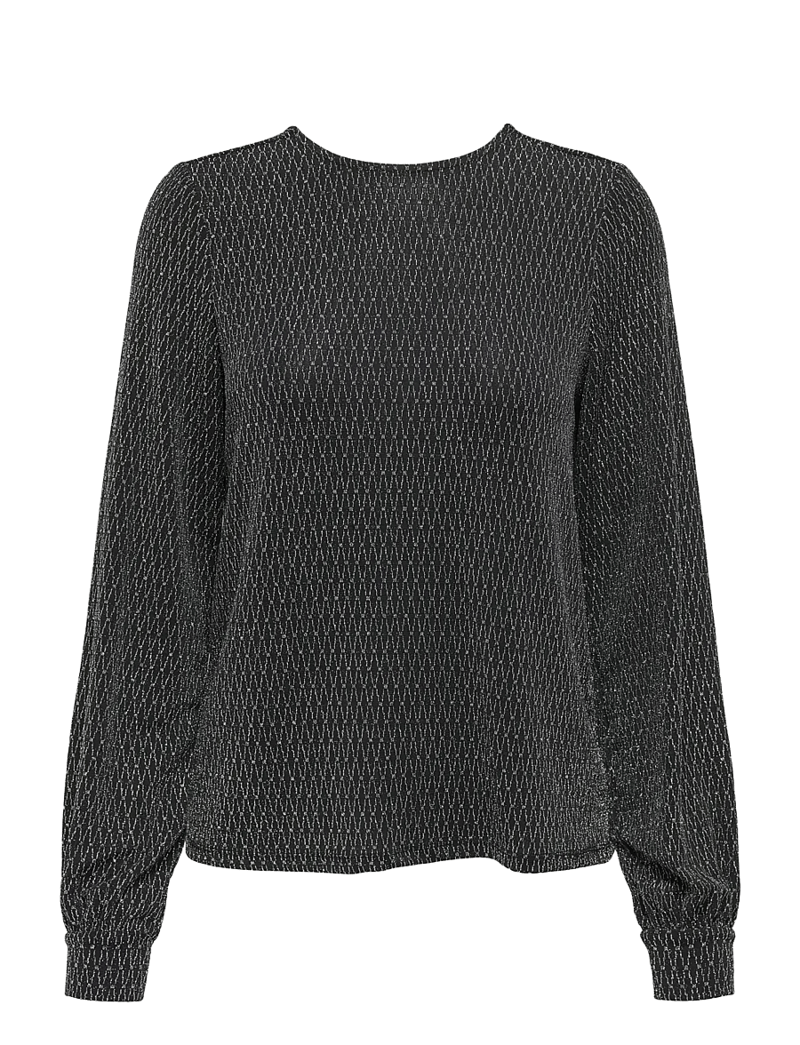 ONLY - ONLCAROL L/S GLITTER BOW TOP BOX JRS - langärmelige blusen - black - 1