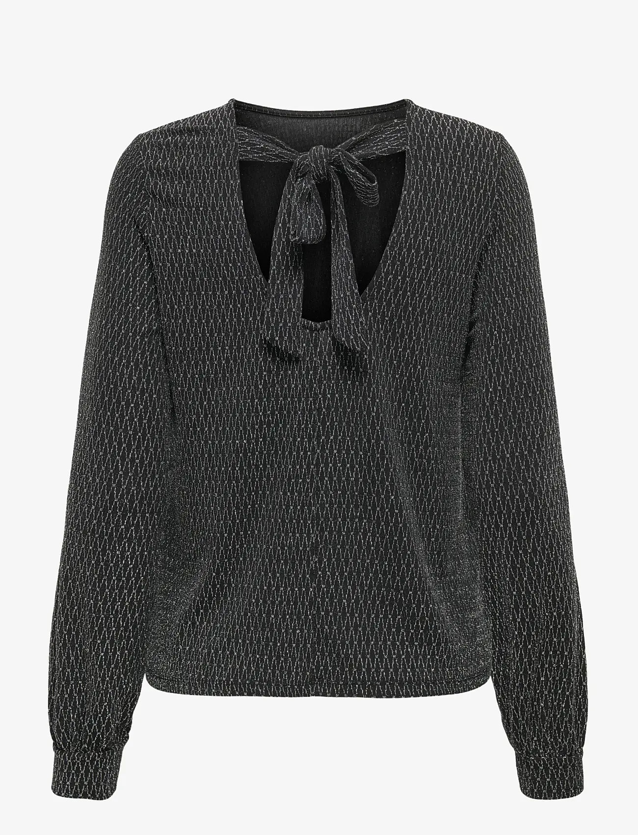 ONLY - ONLCAROL L/S GLITTER BOW TOP BOX JRS - langærmede bluser - black - 2