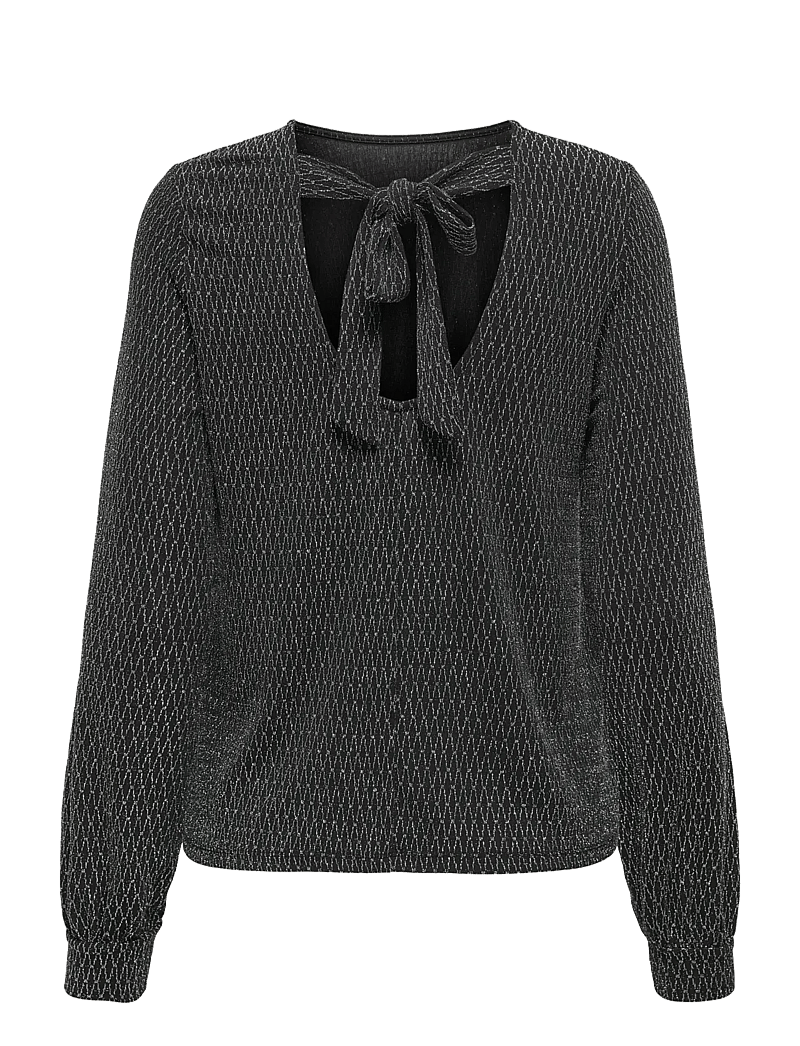 ONLY - ONLCAROL L/S GLITTER BOW TOP BOX JRS - langärmlige blusen - black - 2