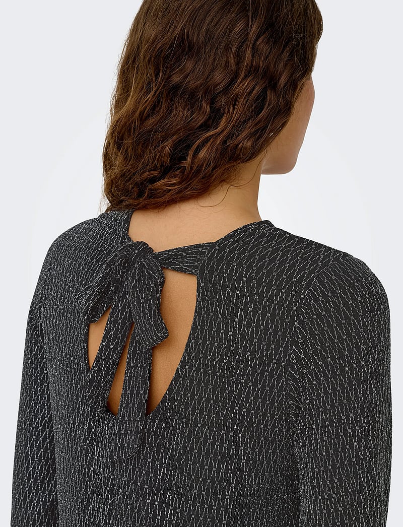 ONLY - ONLCAROL L/S GLITTER BOW TOP BOX JRS - langärmlige blusen - black - 4