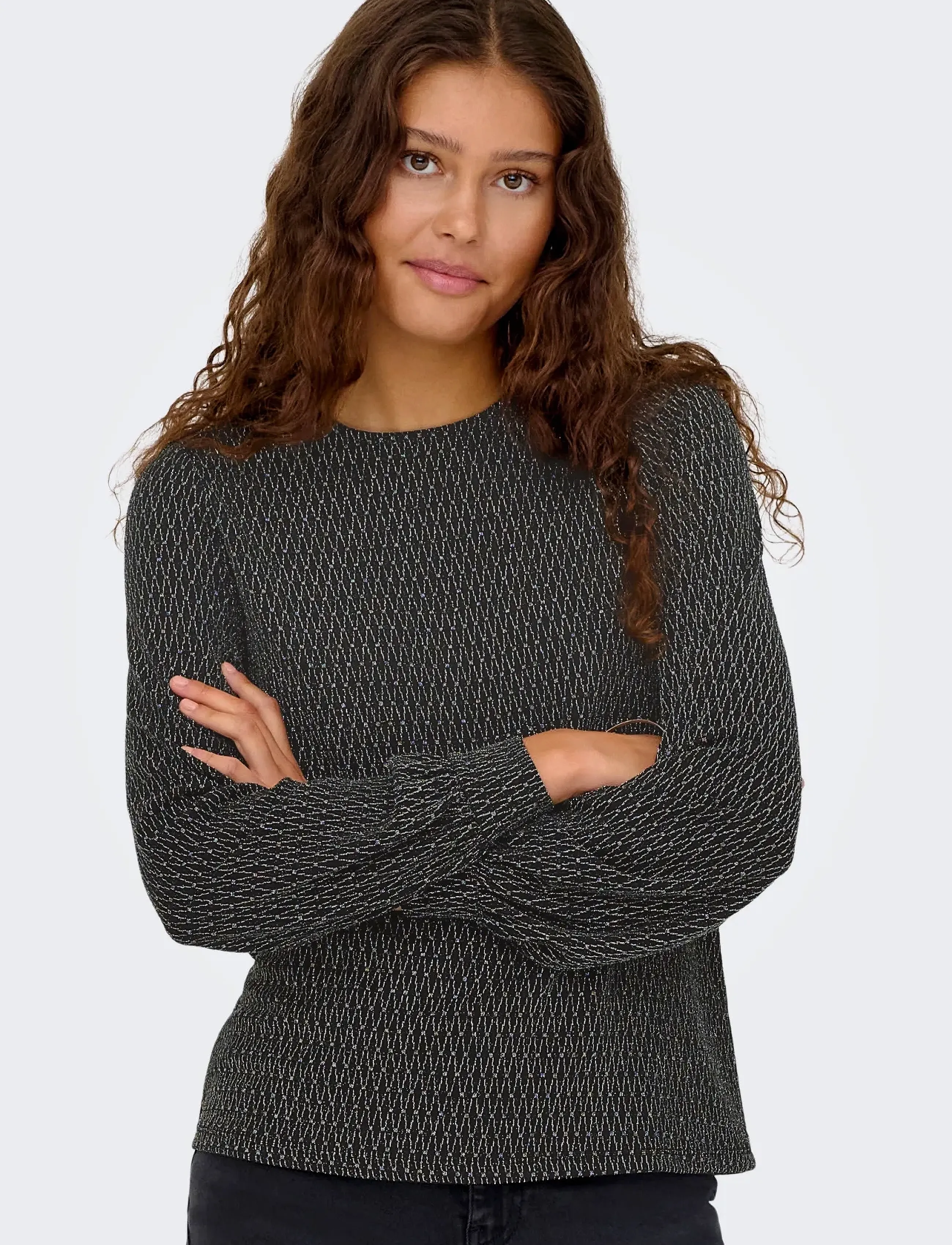 ONLY Onlcarol L/S Glitter Bow Top Box Jrs blusar dam – bild 5