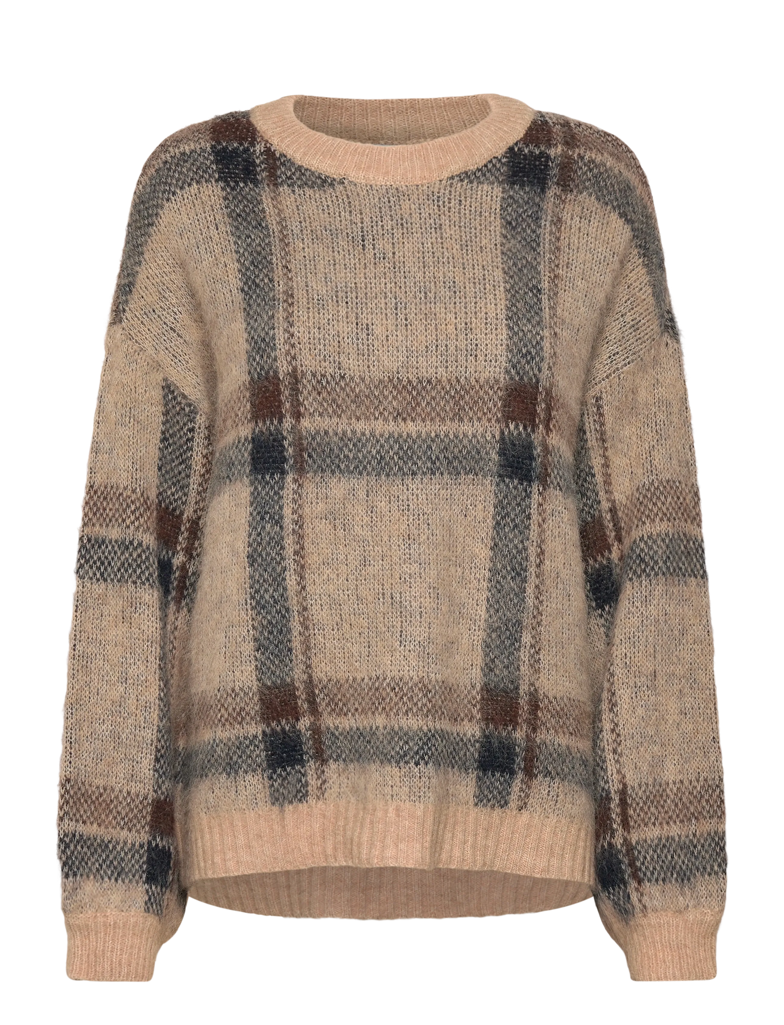 ONLY ONLMARION LIFE LS O-NECK KNT - Stickat - HUMUS / beige