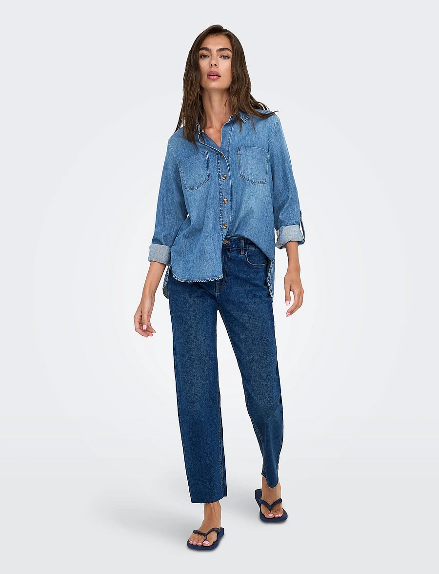 ONLY - ONLYASMIN SHIRT L/S DNM AKM NOOS - farkkupaidat - medium blue denim - 0