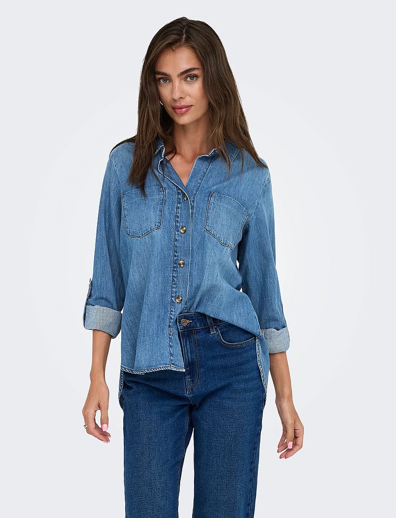 ONLY - ONLYASMIN SHIRT L/S DNM AKM NOOS - denimskjorter - medium blue denim - 4