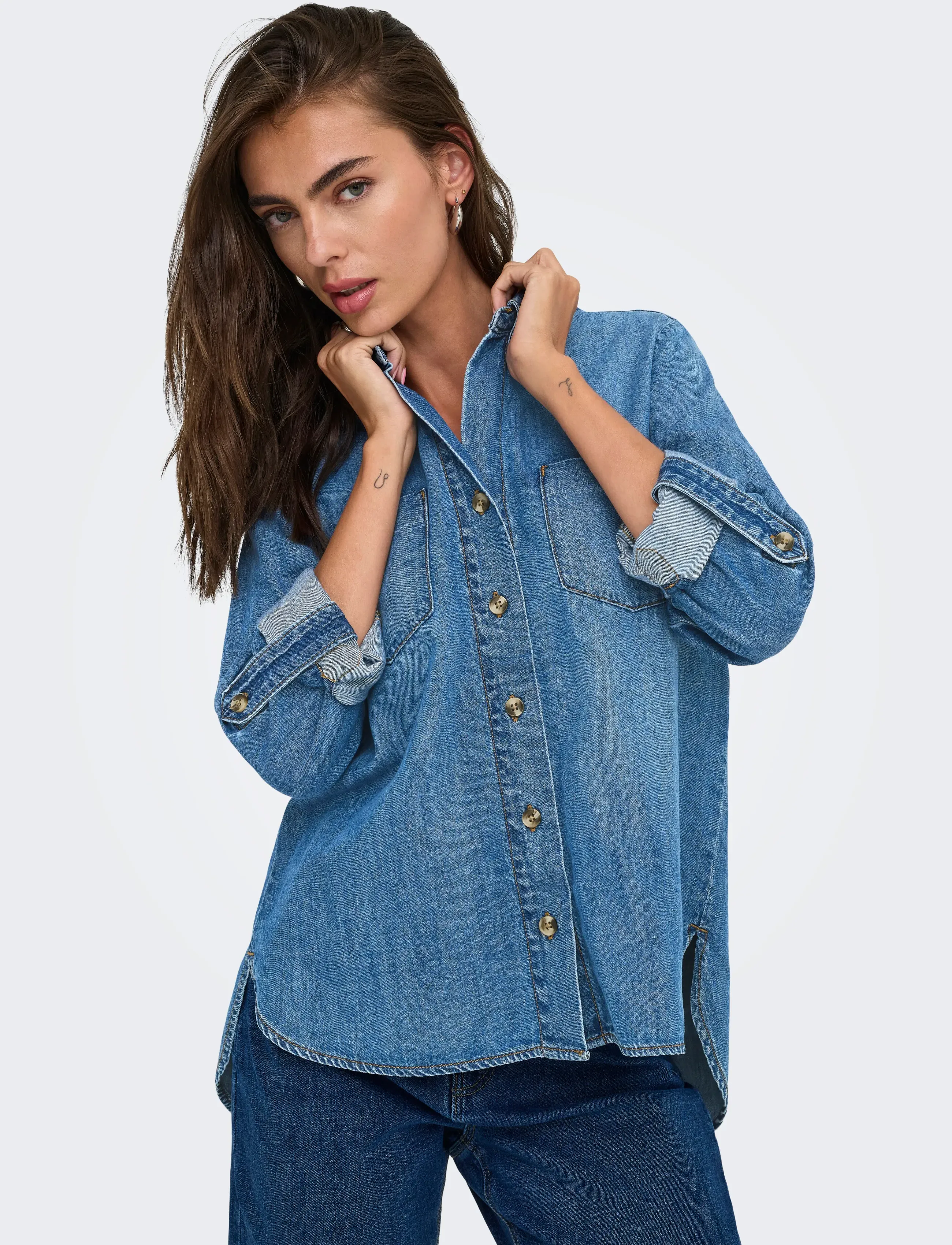 ONLY - ONLYASMIN SHIRT L/S DNM AKM NOOS - farkkupaidat - medium blue denim - 5