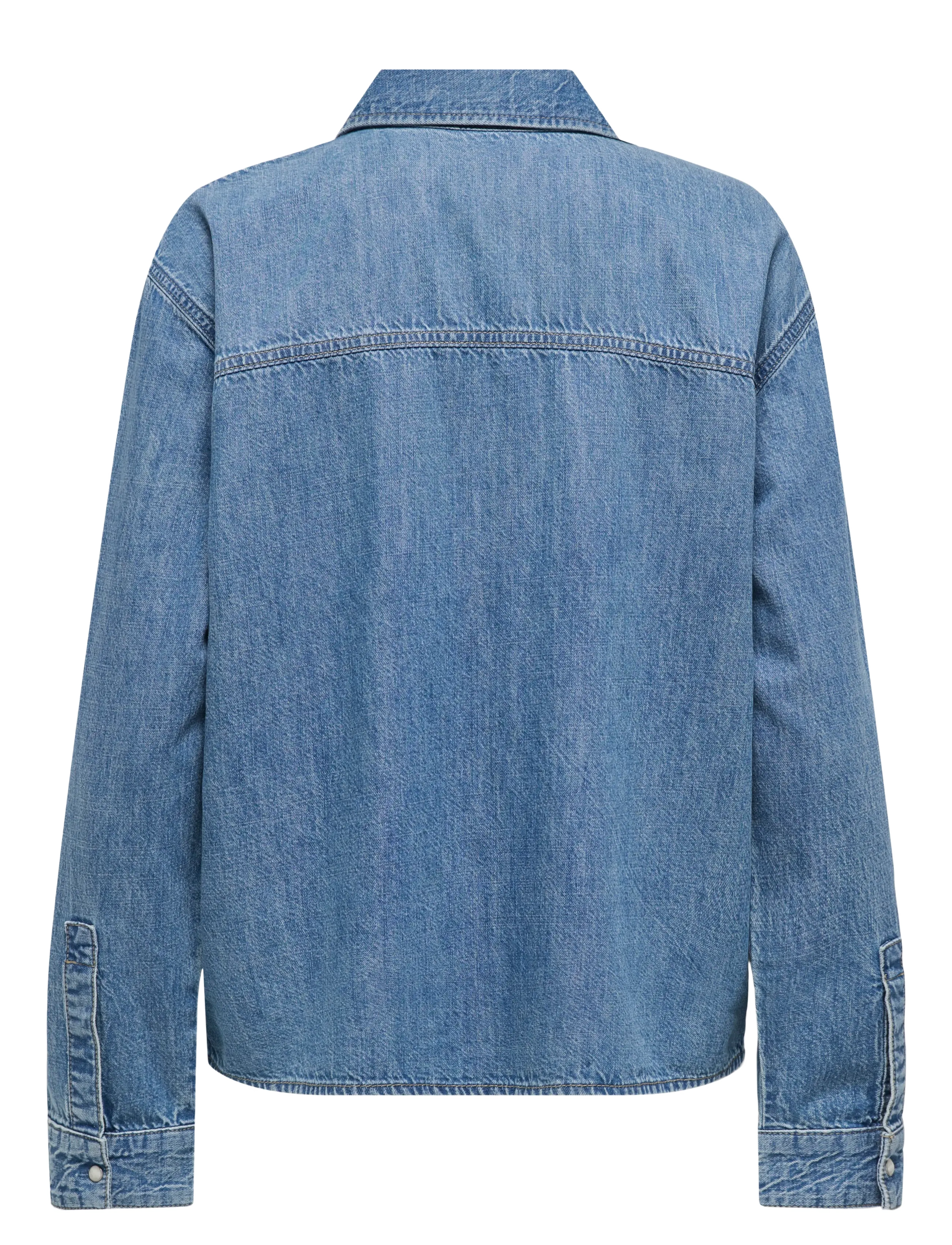 ONLY - ONLWAVE LS V-NECK DNM SHIRT AKM - medium blue denim - 1