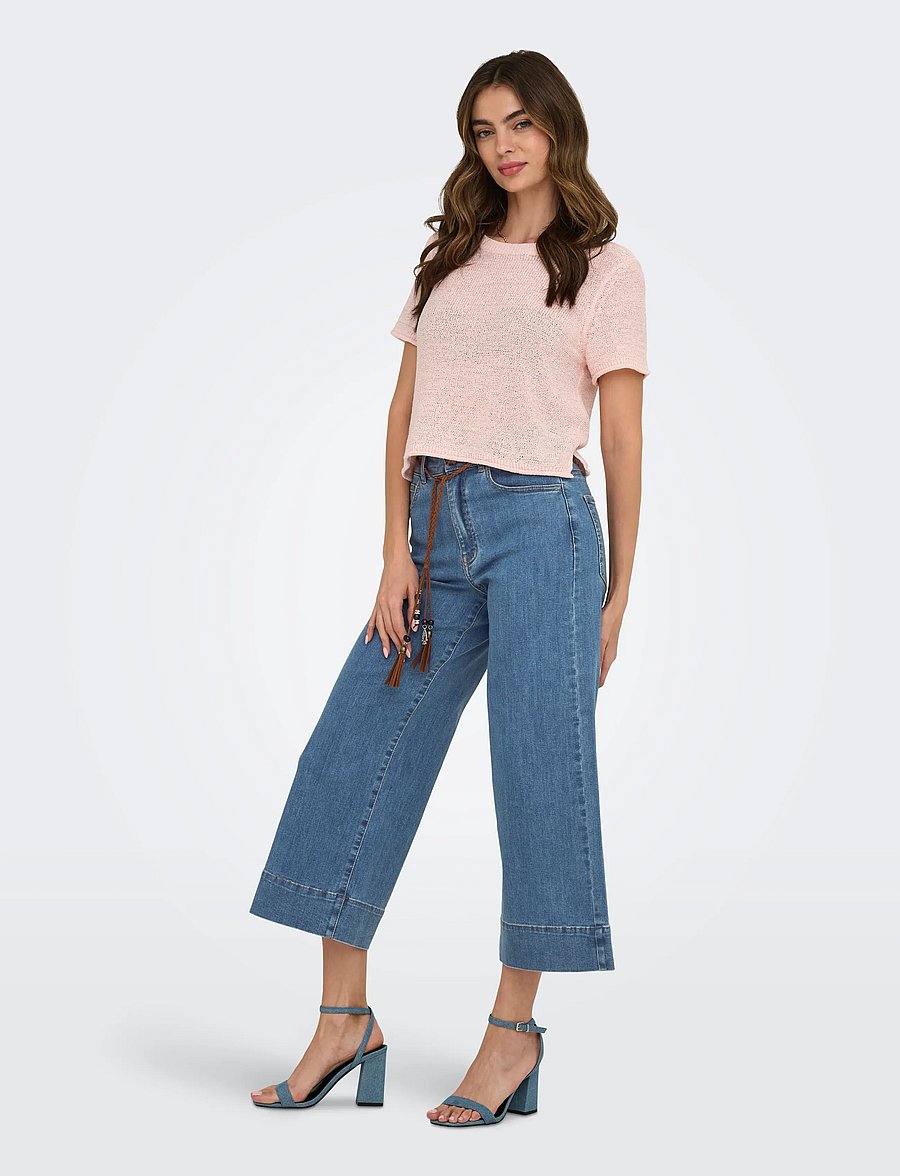 ONLY - ONLMADISON HW BELT WD CRP DNM GUA165NOOS - laia säärega teksad - medium blue denim - 4