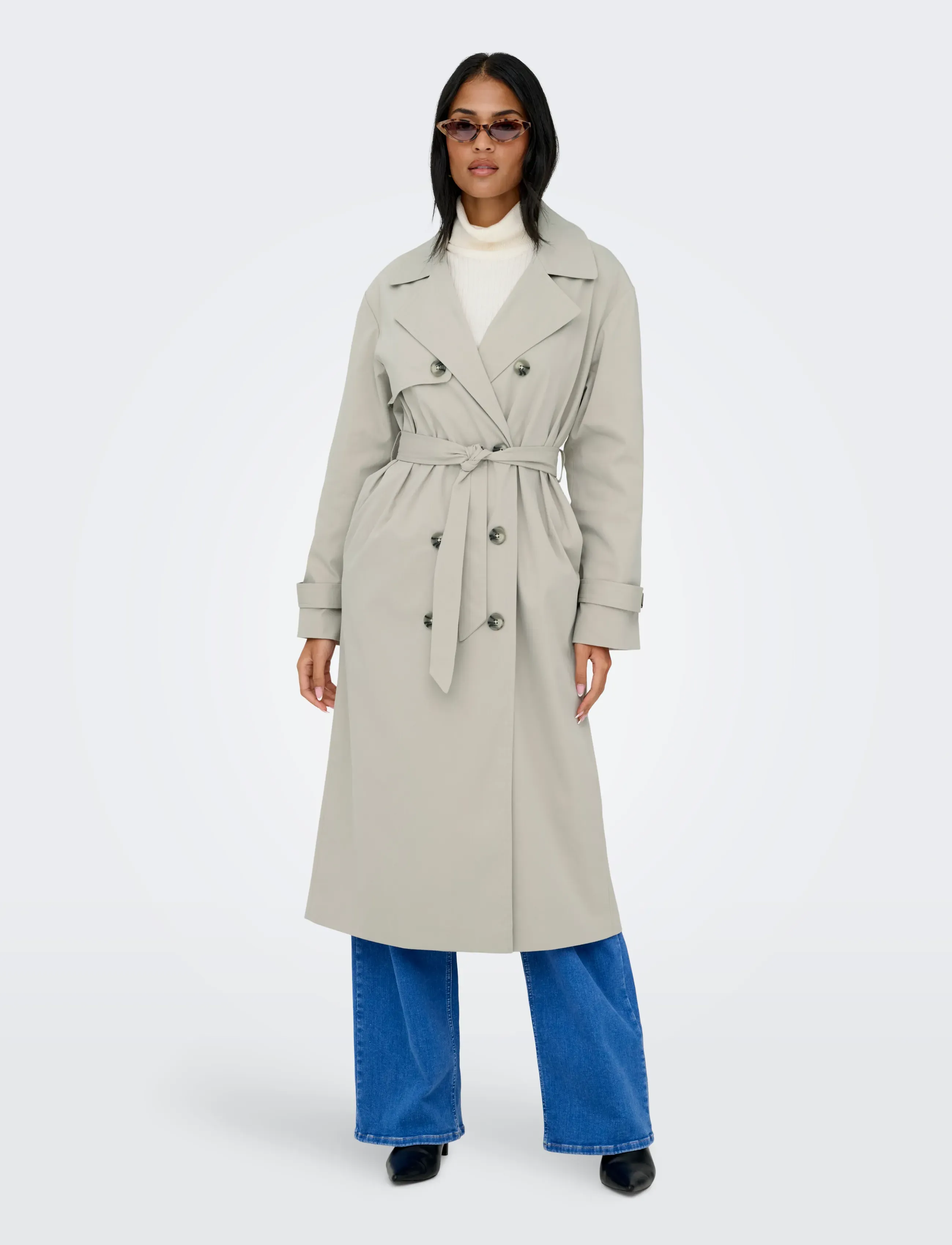ONLY Onldisa Life Long Trenchcoat Cc Otw, S, Grey, Frakker > Trenchcoats, Dame