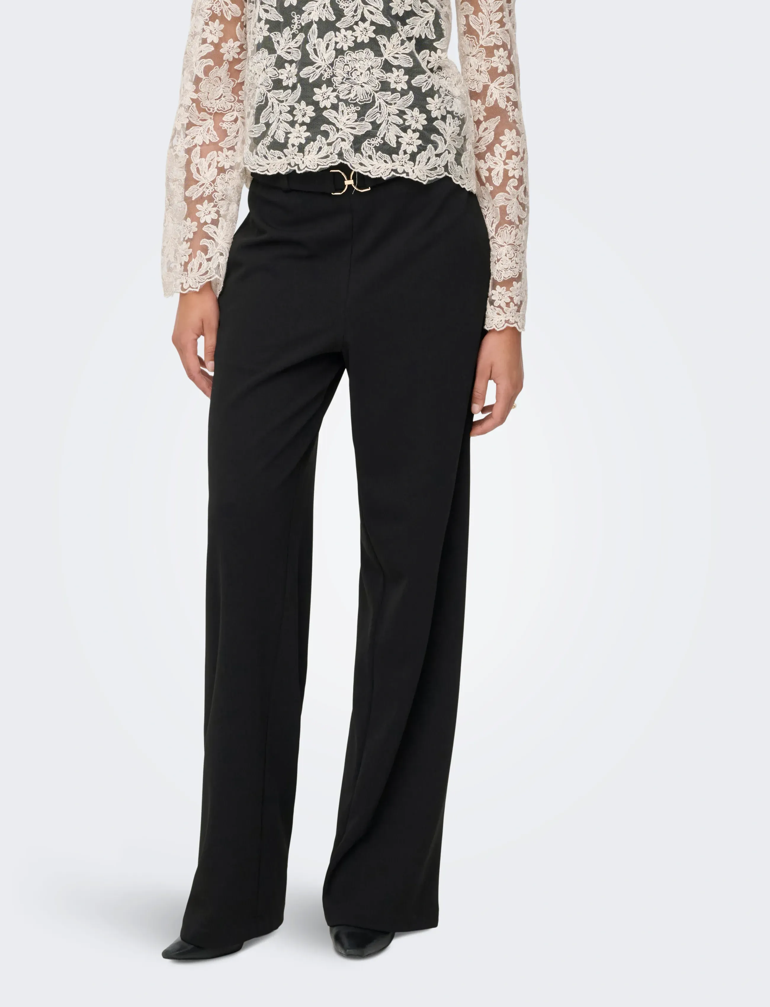 ONLY ONLGALA LIFE HW BELT WIDE PANT PNT - Hosen - BLACK / black