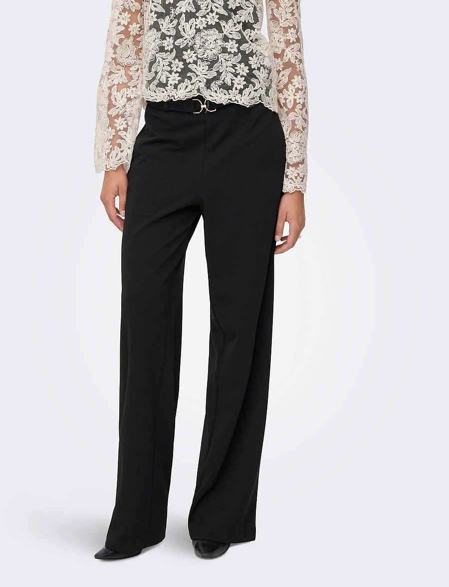 ONLY - ONLGALA LIFE HW BELT WIDE PANT PNT - wijde broeken - black - 0
