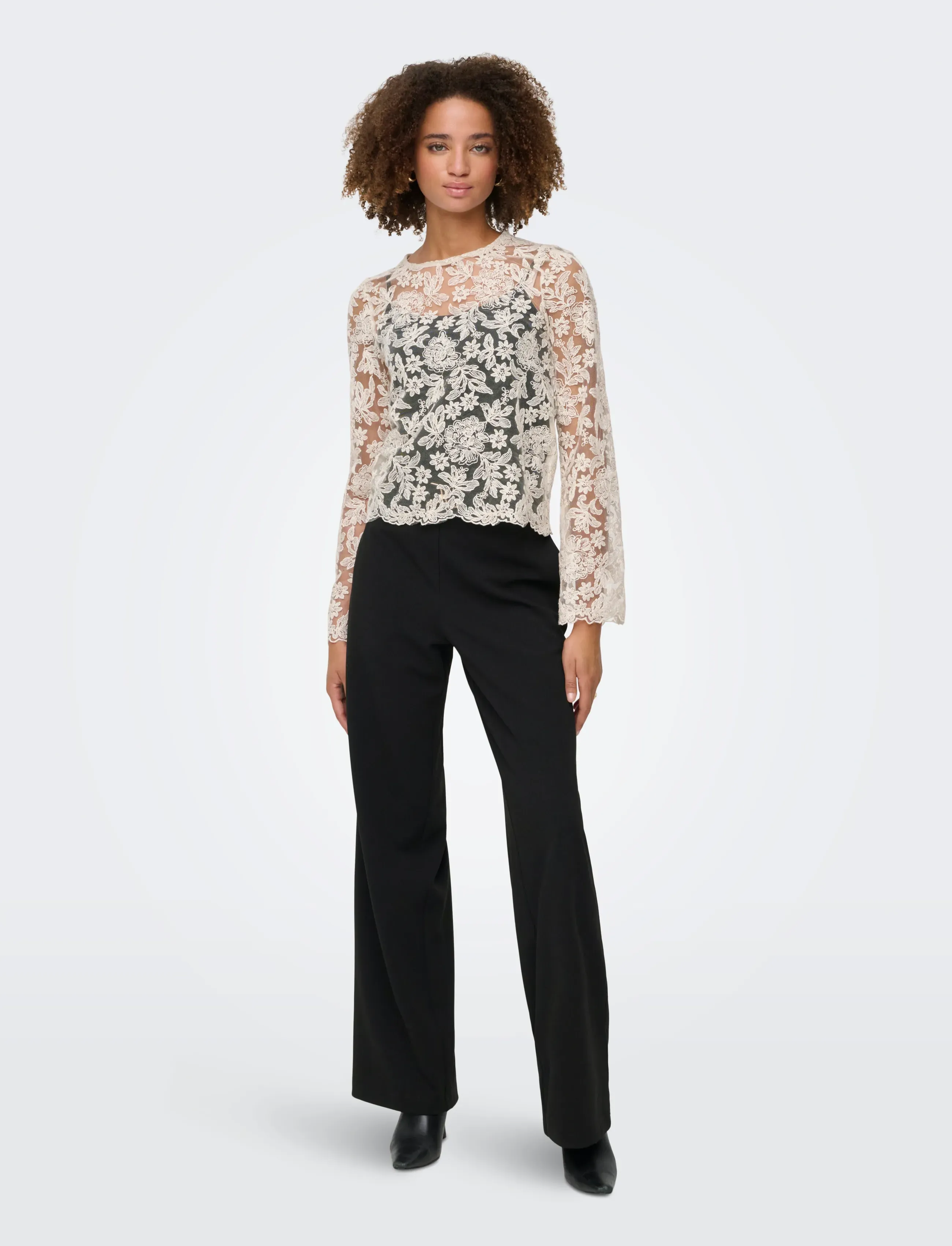 ONLY - ONLGALA LIFE HW BELT WIDE PANT PNT - wide leg trousers - black - 4
