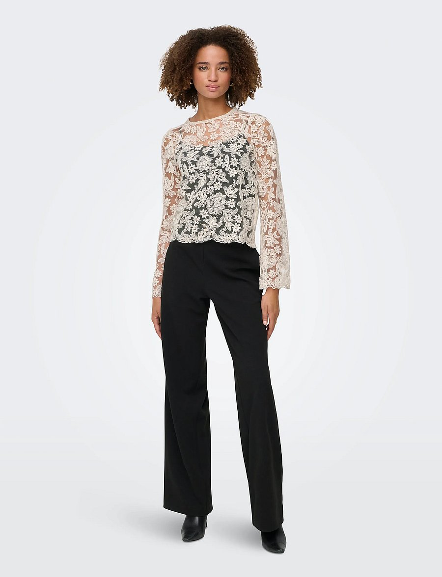 ONLY - ONLGALA LIFE HW BELT WIDE PANT PNT - wijde broeken - black - 4