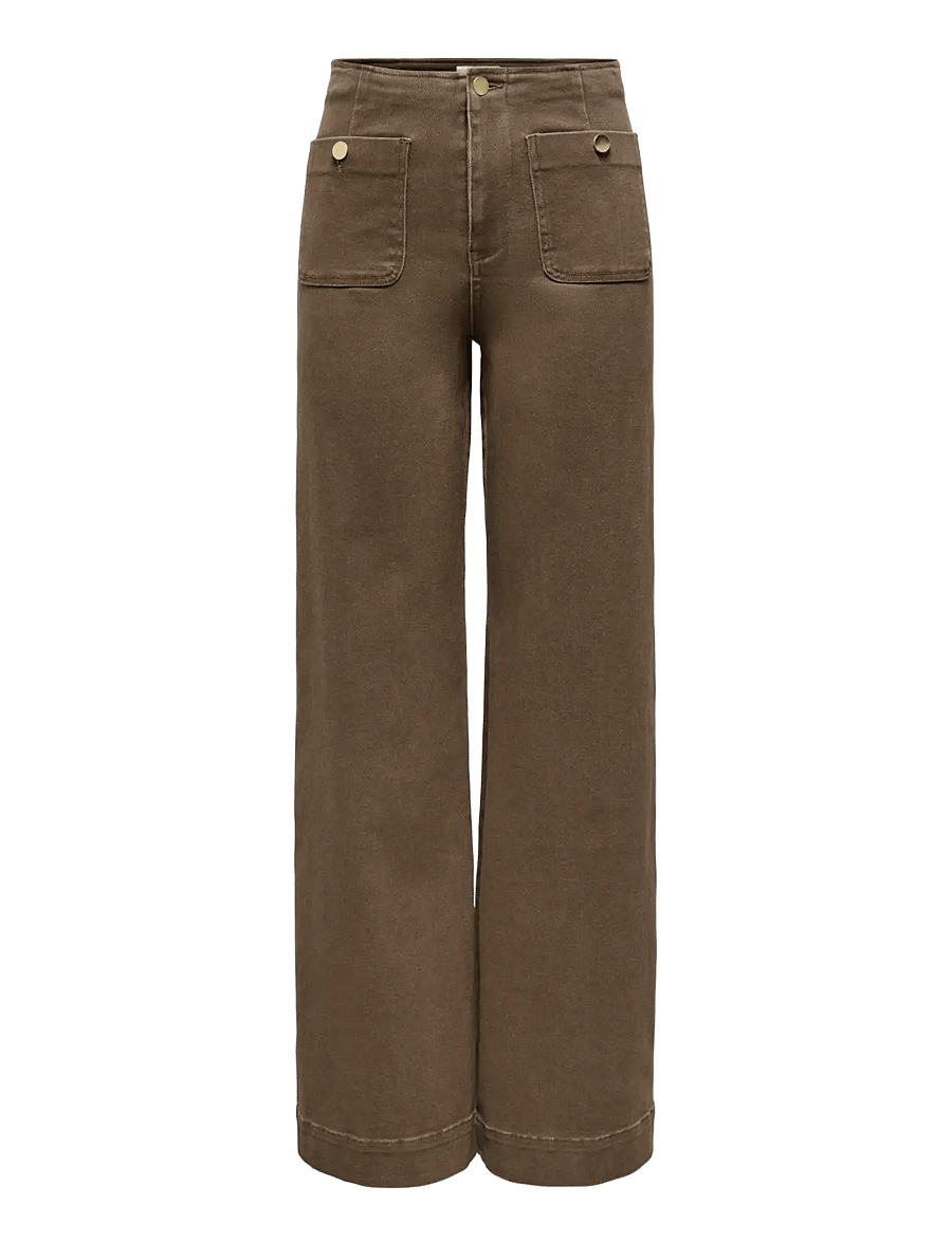 ONLY - ONLMADELINE HW WIDE POCKET COLOR PNT - chocolate martini - 1