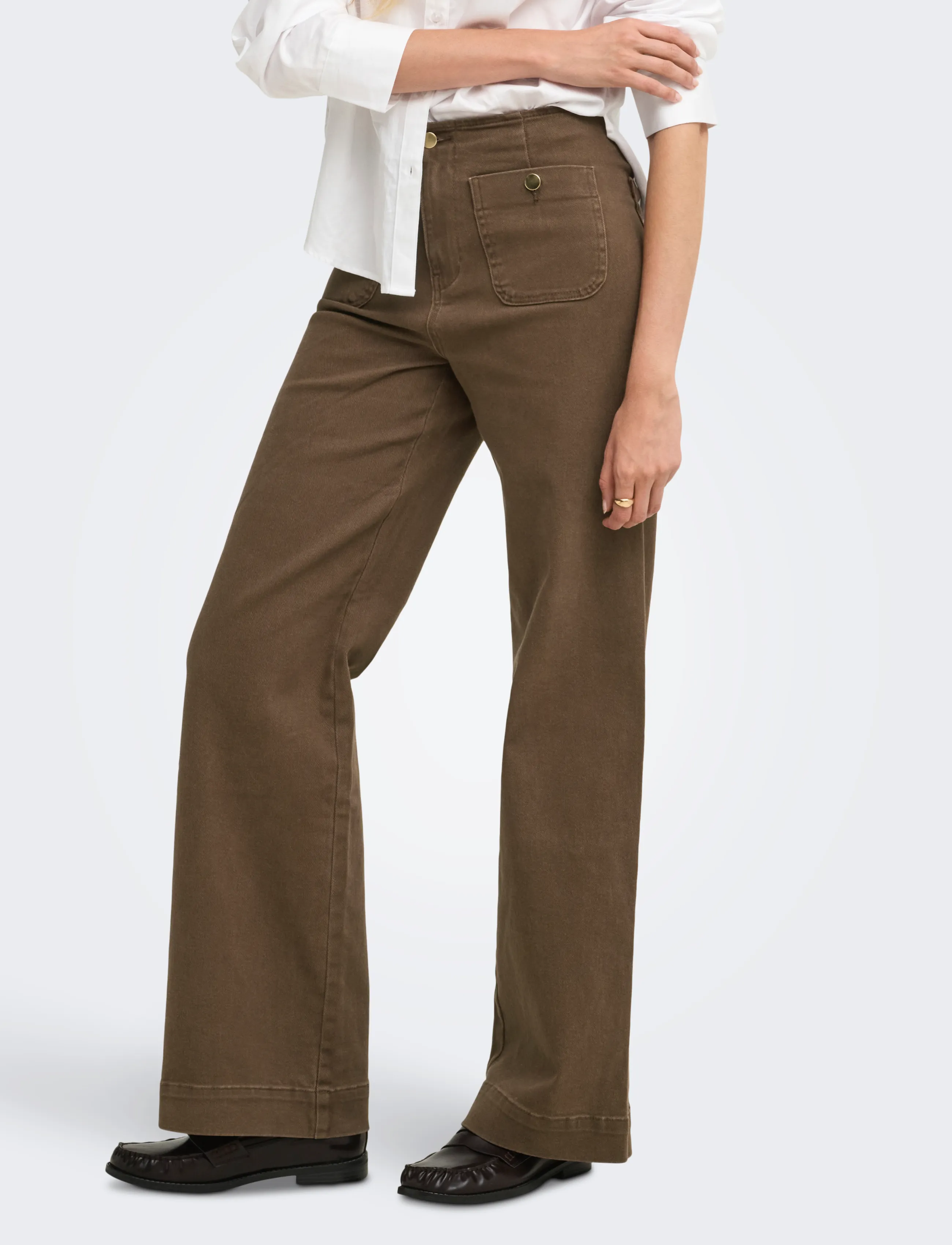 ONLY ONLMADELINE HW WIDE POCKET COLOR PNT - Hosen mit weitem Bein - CHOCOLATE MARTINI / brown