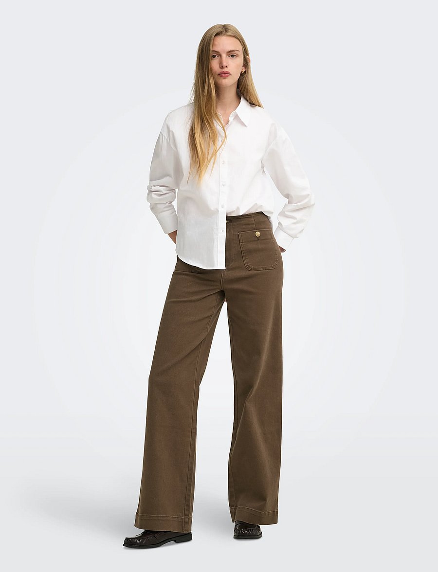 ONLY - ONLMADELINE HW WIDE POCKET COLOR PNT - chocolate martini - 4