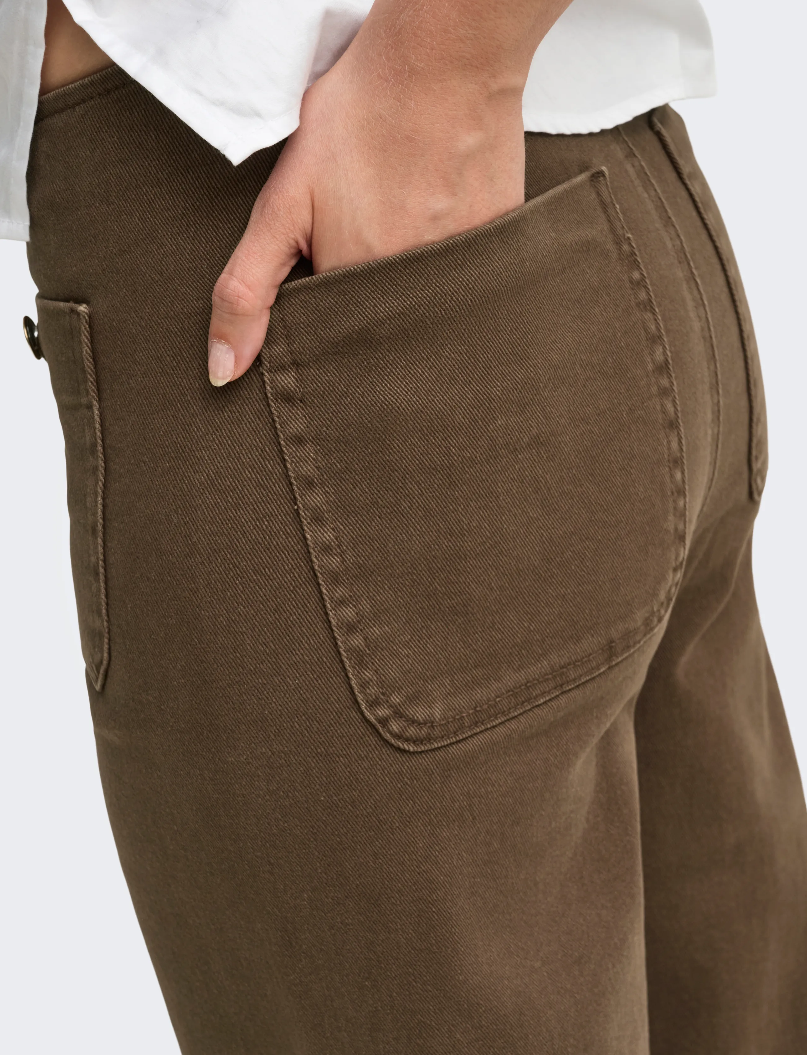 ONLY - ONLMADELINE HW WIDE POCKET COLOR PNT - chocolate martini - 5