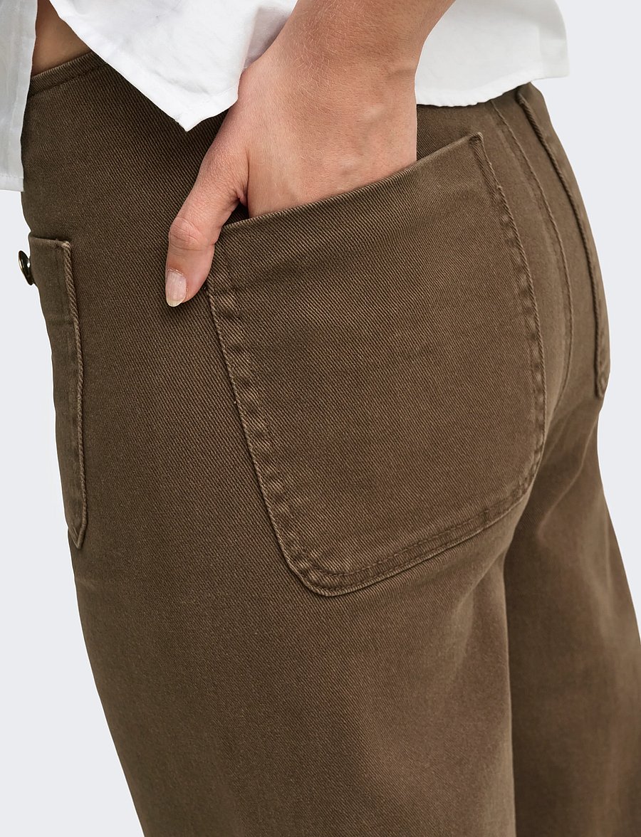 ONLY - ONLMADELINE HW WIDE POCKET COLOR PNT - chocolate martini - 5