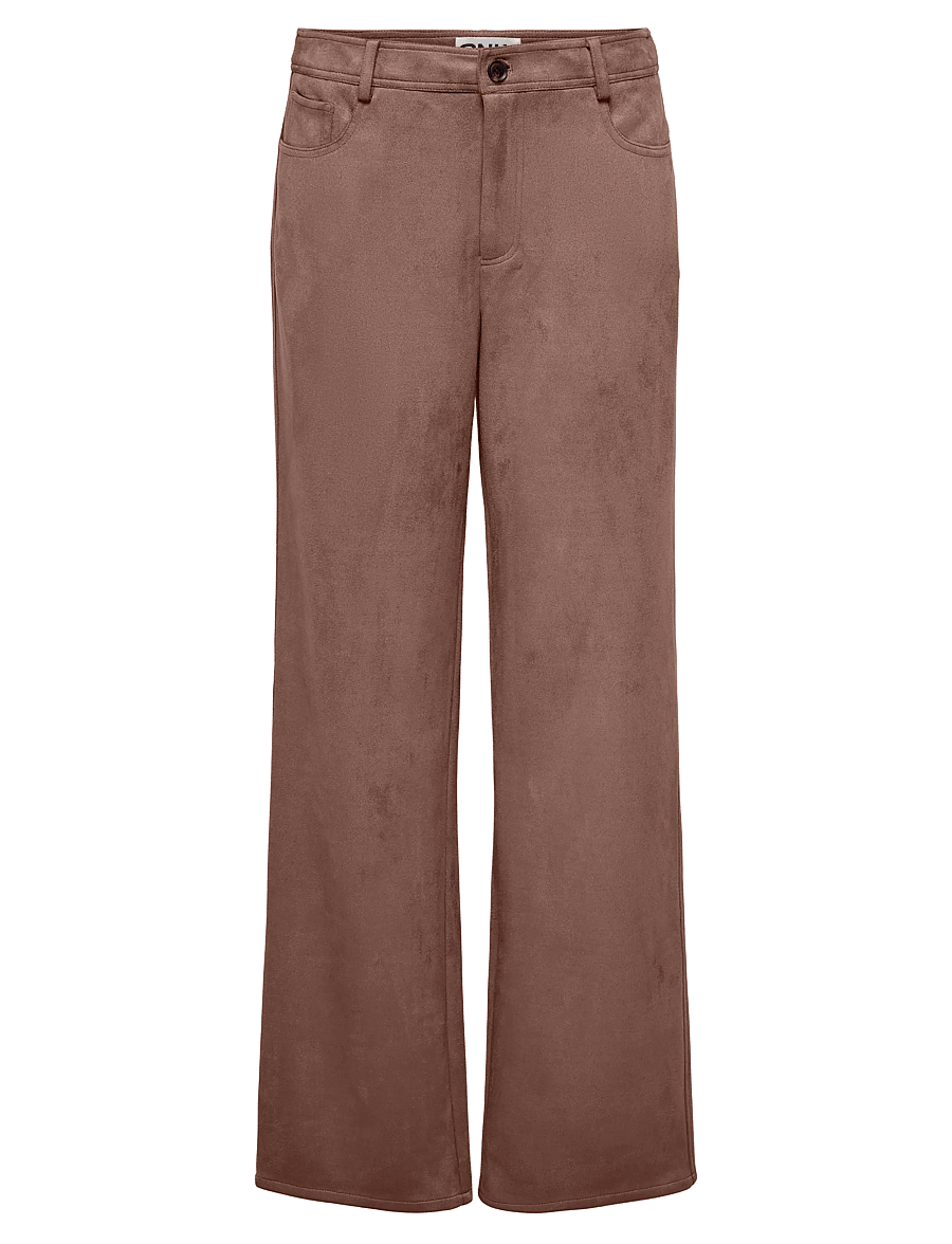 ONLY - ONLISI LIFE MW STR FAUX SUEDE PANT ZLO - pantalons droits - cognac - 0
