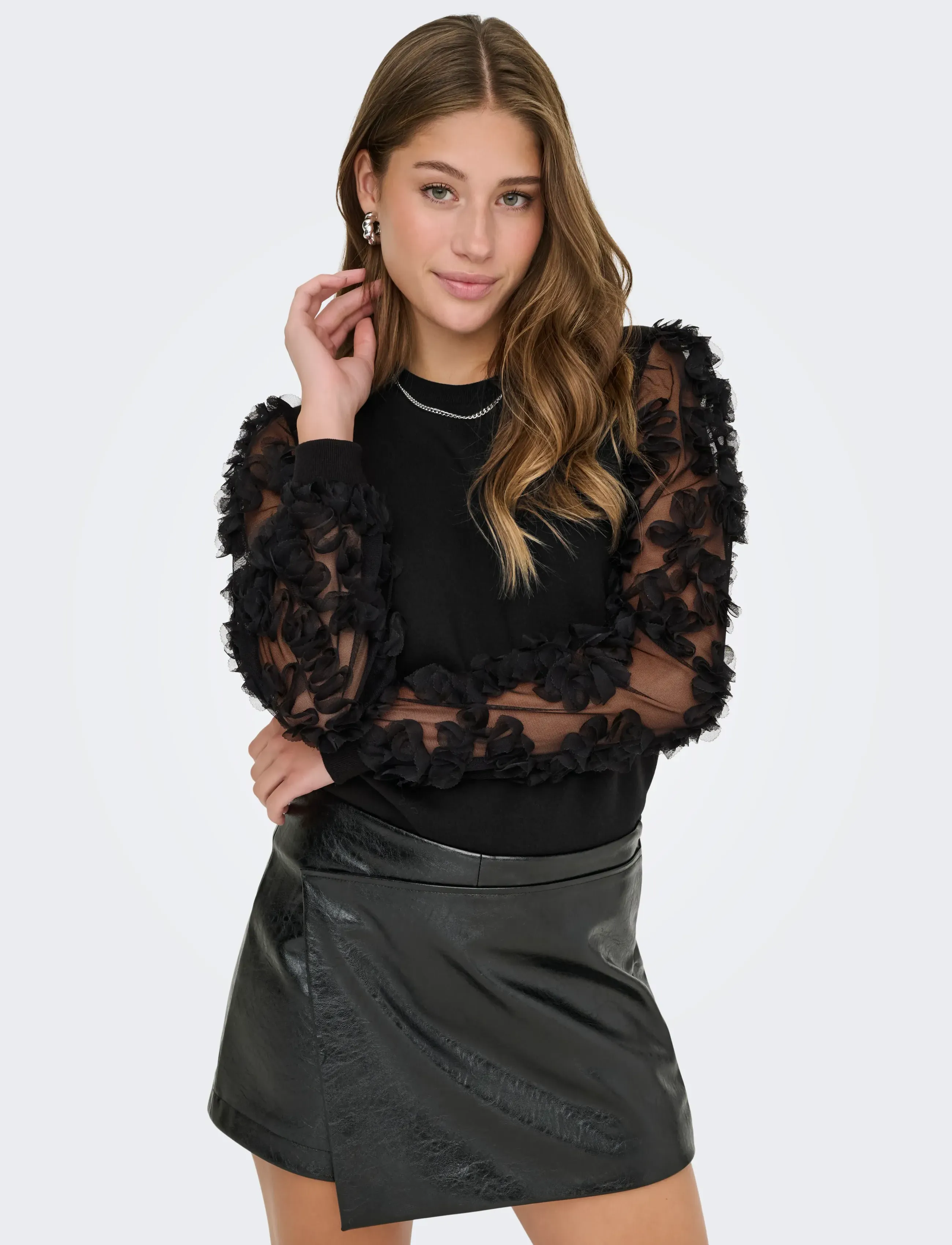 ONLY - ONLLAVIN L/S O-NECK MIX SWT - black - 5