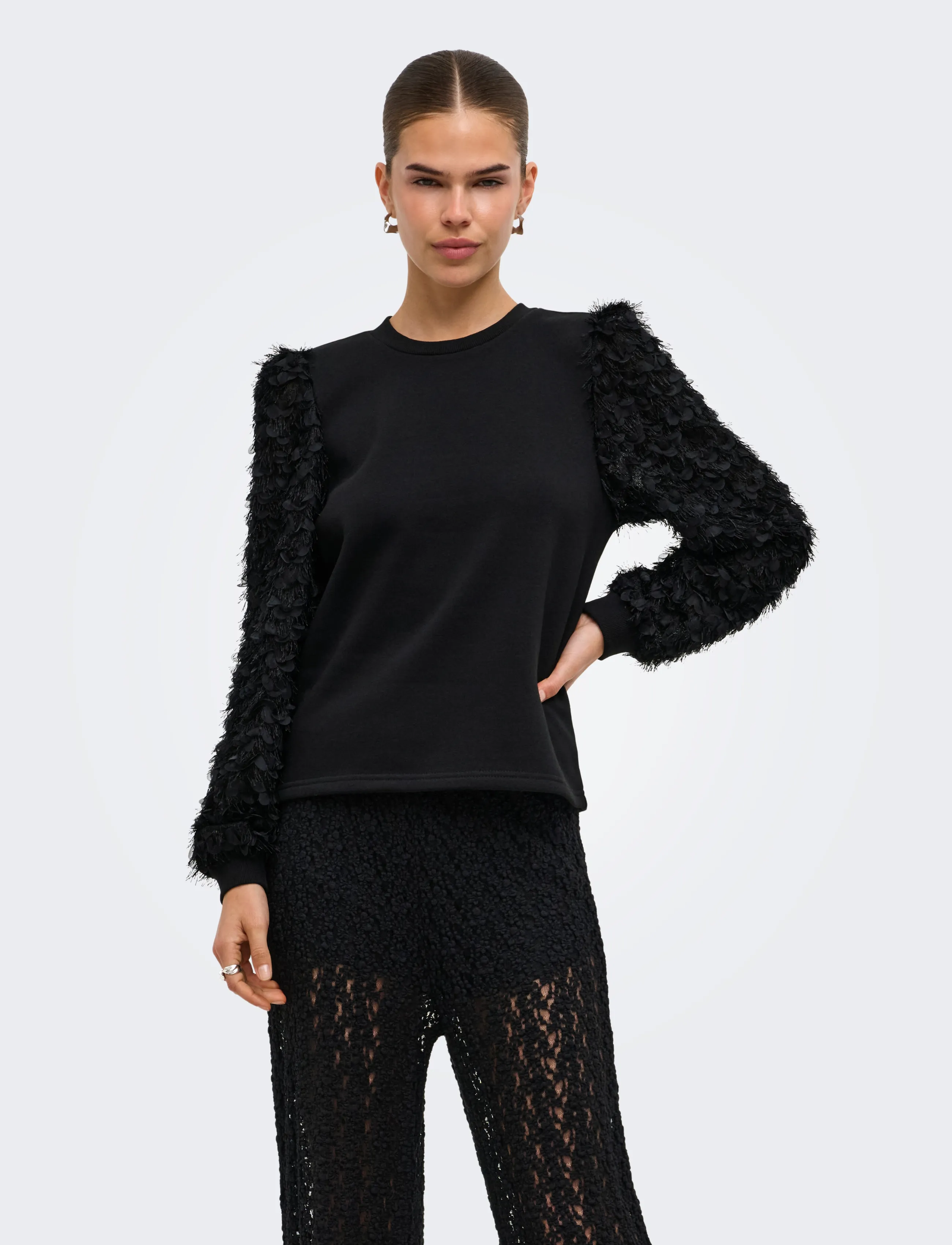ONLY - ONLLAVIN L/S O-NECK MIX SWT - black - 0
