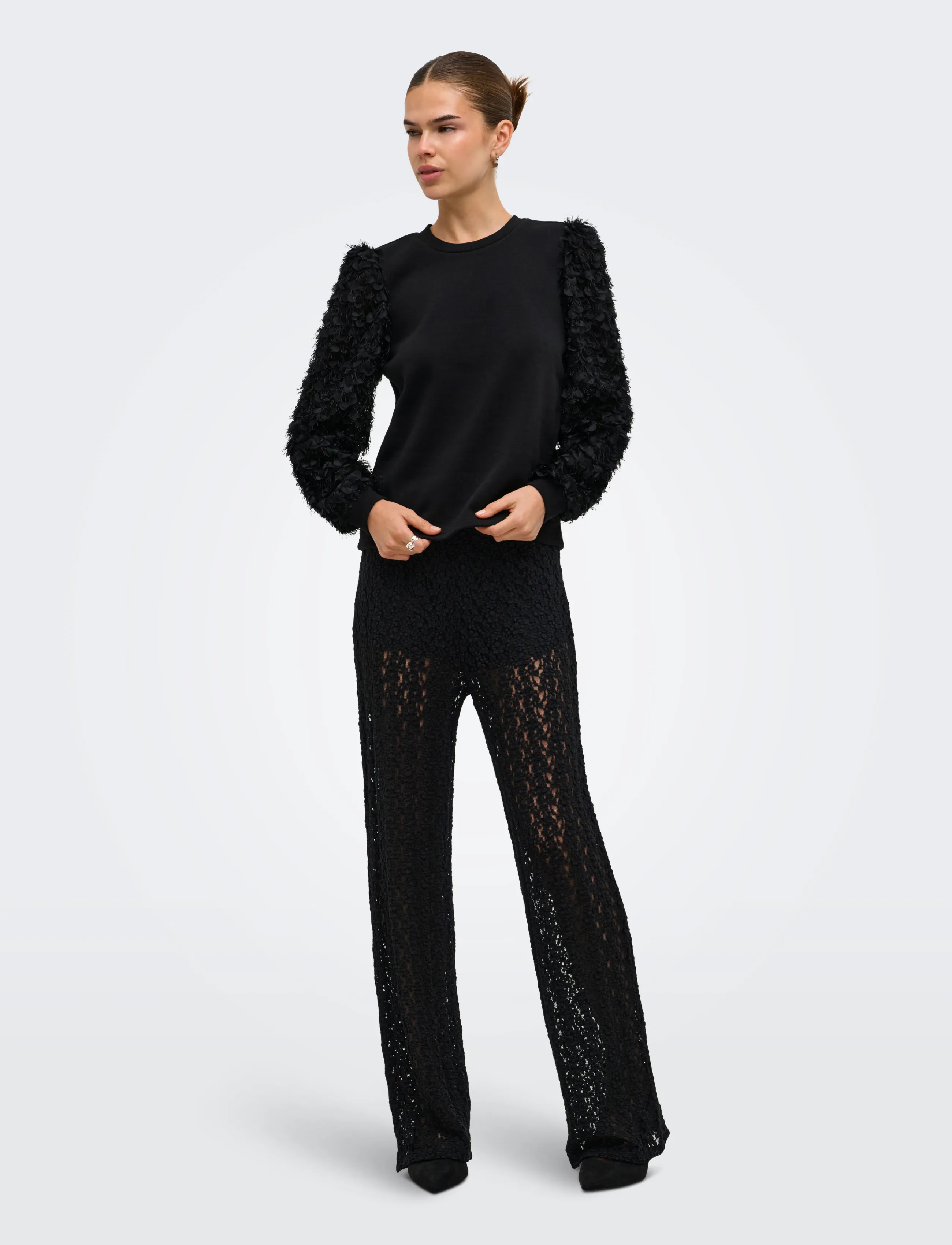 ONLY - ONLLAVIN L/S O-NECK MIX SWT - black - 4