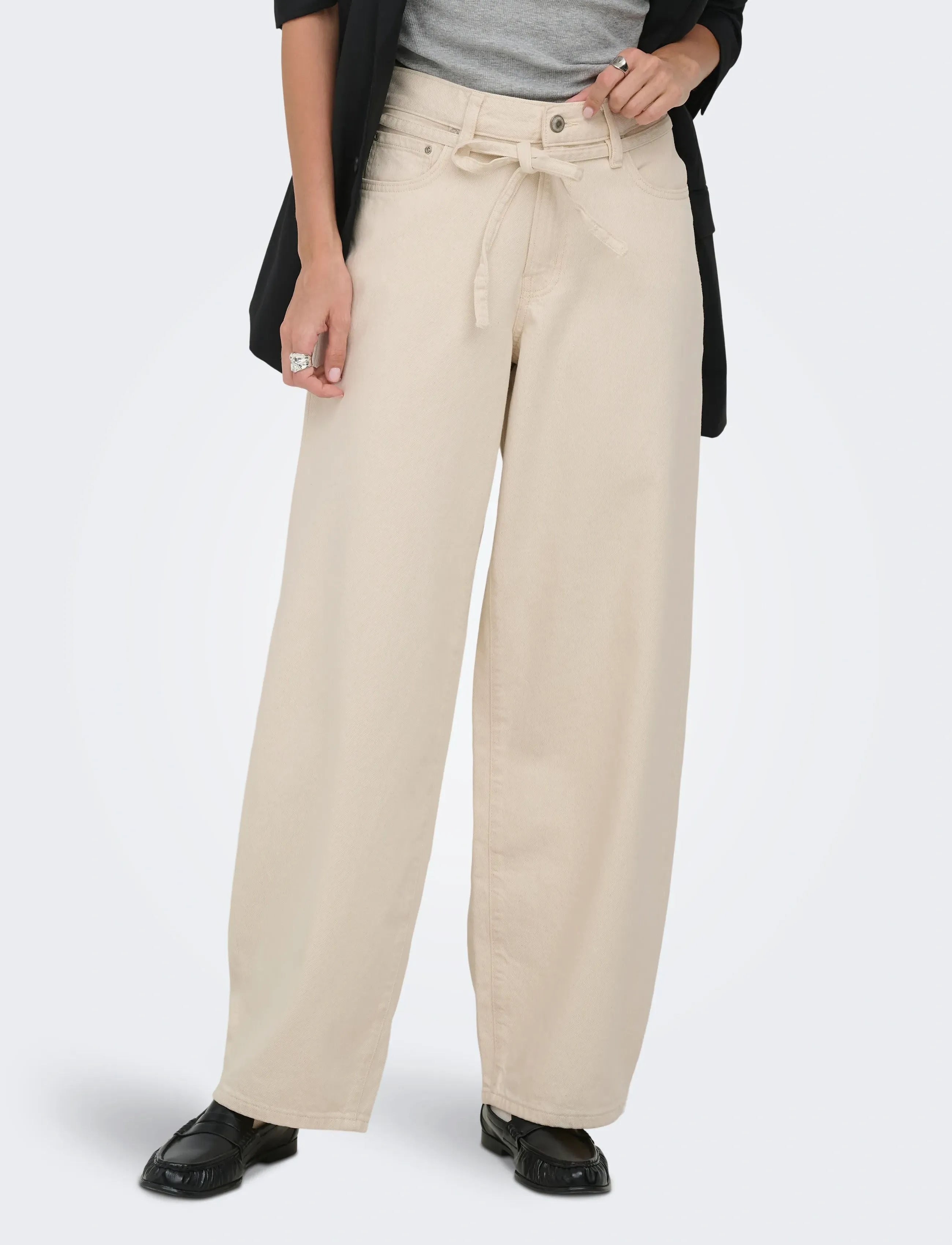 ONLY Onlgianna Mw Straight Dot Dnm Noos, 30 x 32, Cream, Jeans > Vidde, Dame