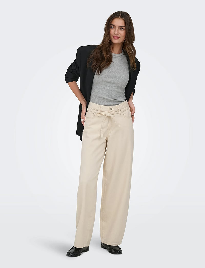 ONLY - ONLGIANNA MW STRAIGHT DOT211 DNM NOOS - brede jeans - ecru - 4