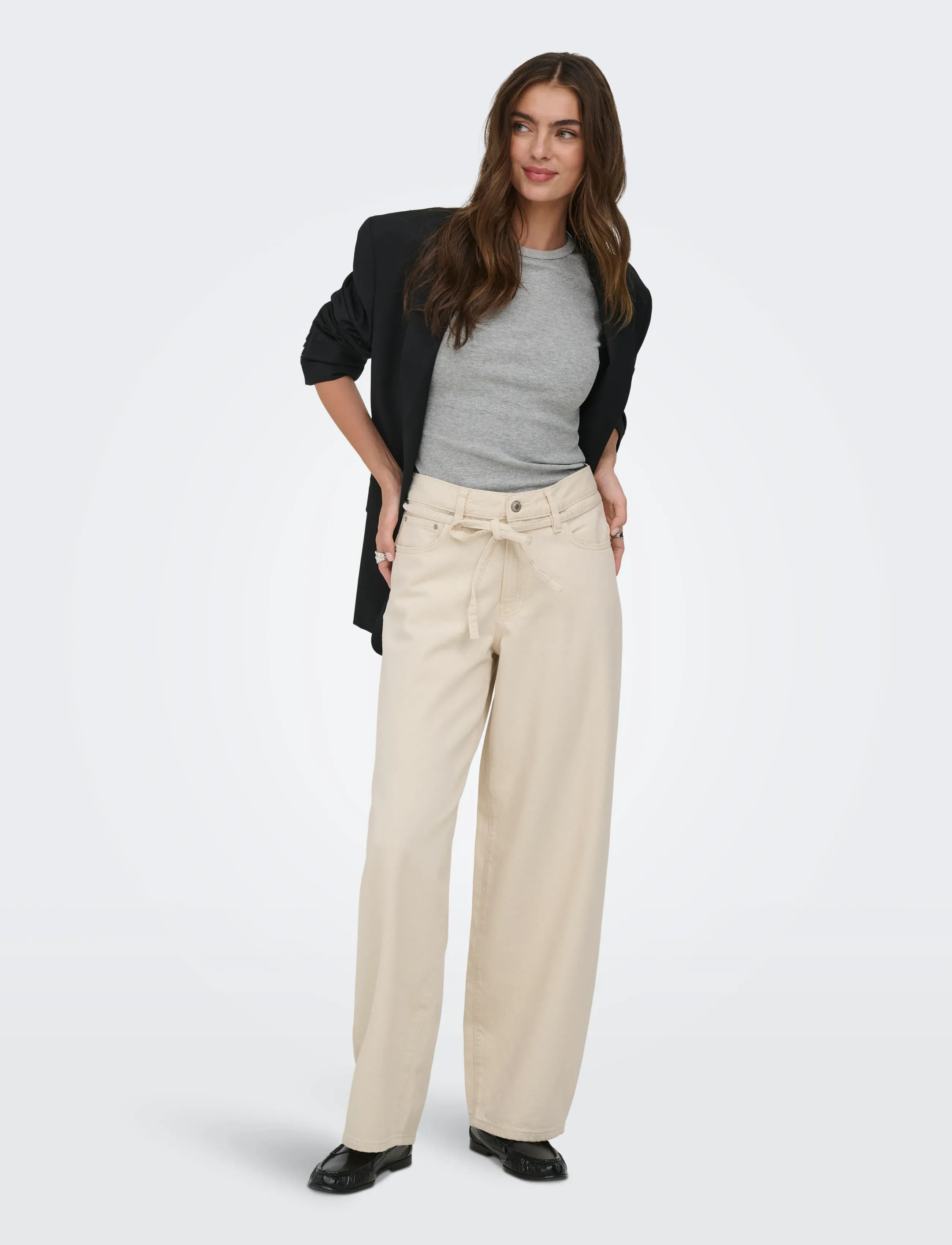 ONLY - ONLGIANNA MW STRAIGHT DOT DNM NOOS - laia säärega teksad - ecru - 4