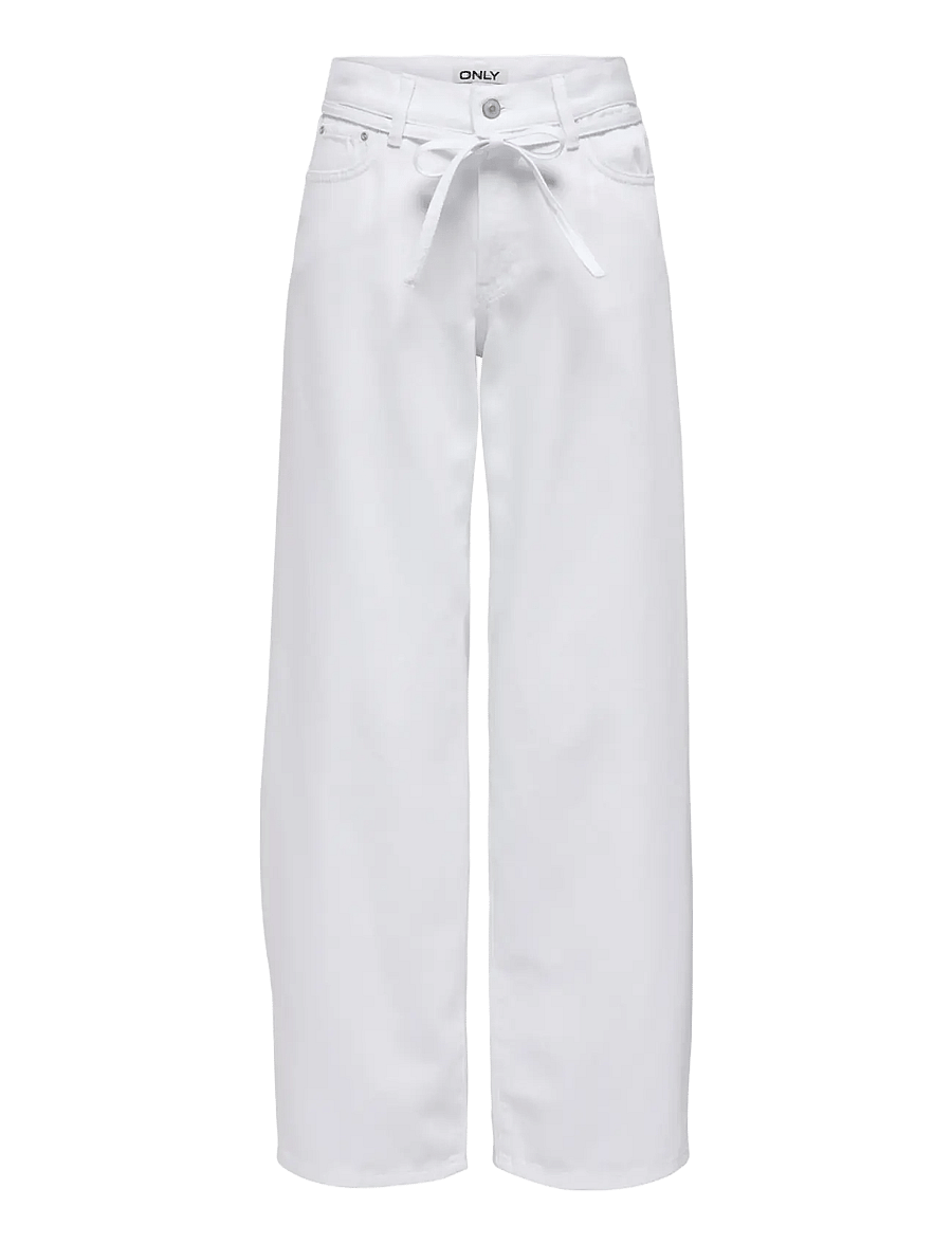 ONLY - ONLGIANNA MW STRAIGHT DOT DNM NOOS - brede jeans - white denim - 1
