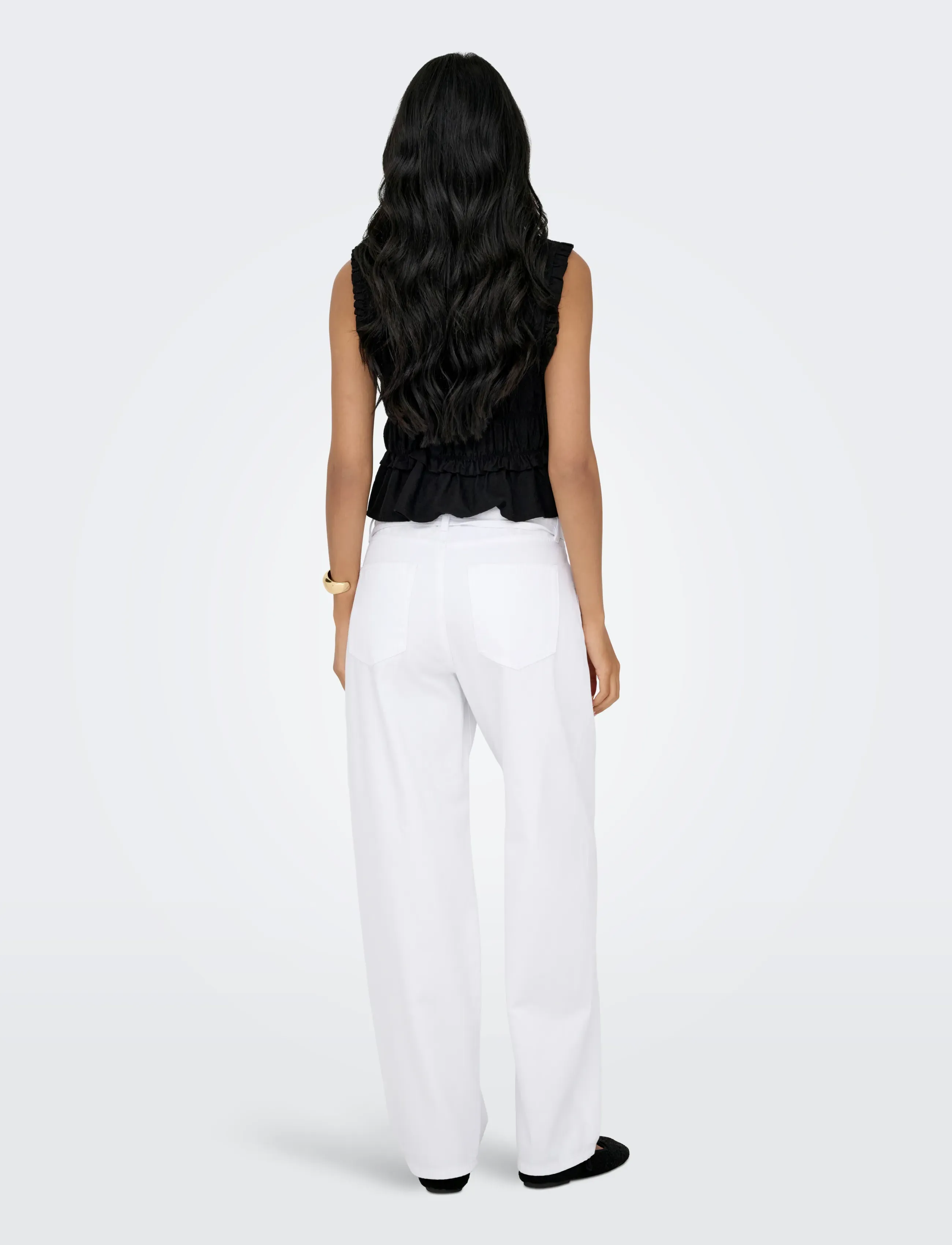 ONLY - ONLGIANNA MW STRAIGHT DOT DNM NOOS - hosen mit weitem bein - white denim - 3