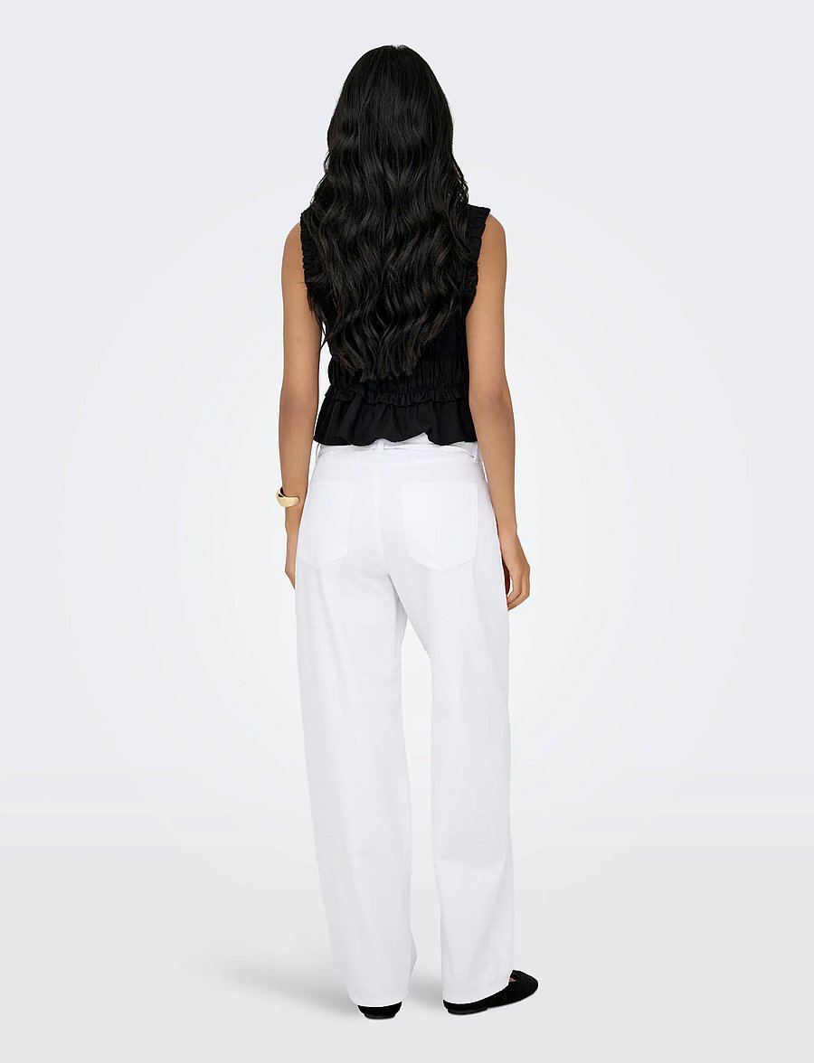 ONLY - ONLGIANNA MW STRAIGHT DOT DNM NOOS - brede jeans - white denim - 3