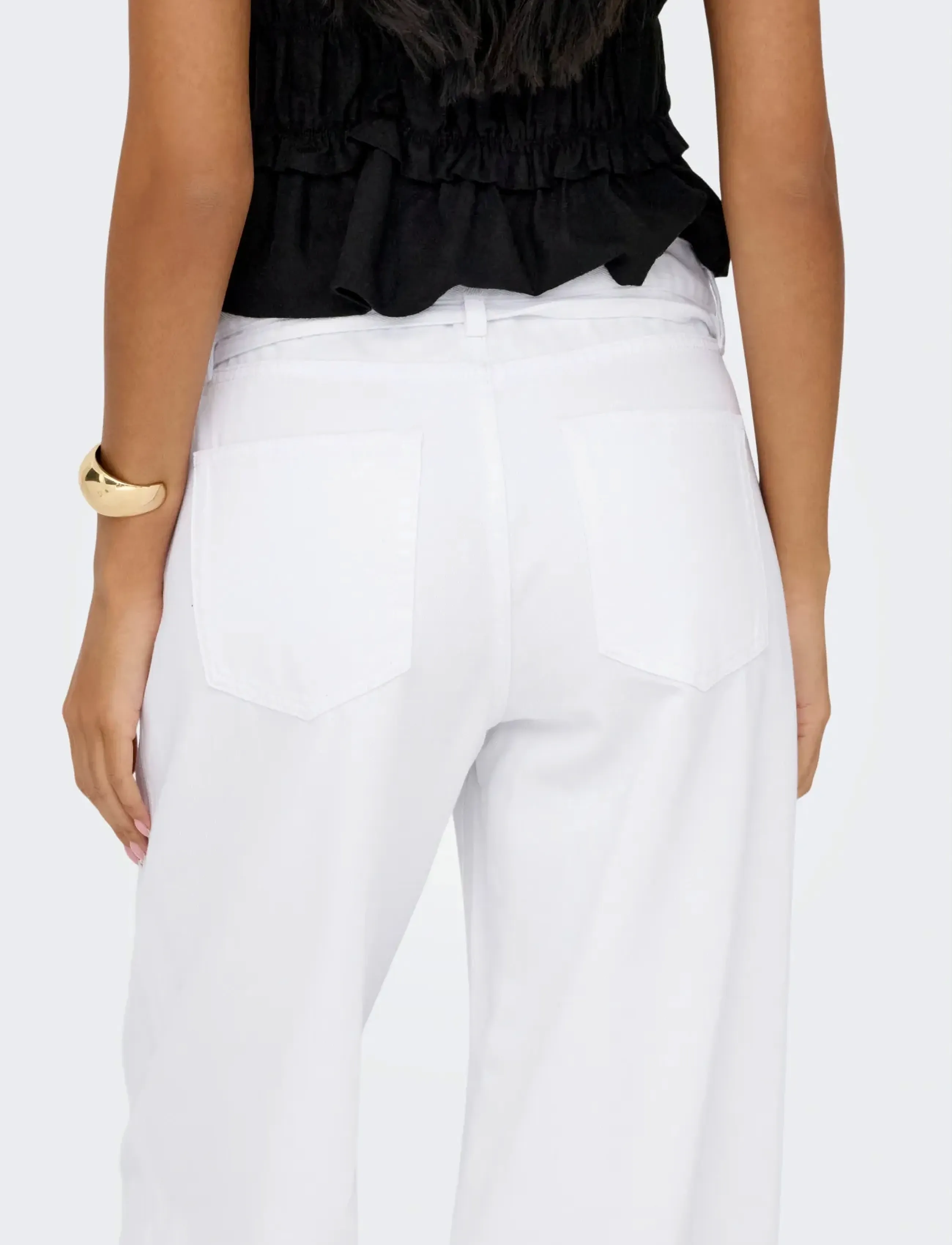 ONLY - ONLGIANNA MW STRAIGHT DOT DNM NOOS - hosen mit weitem bein - white denim - 5