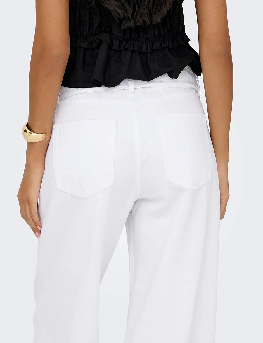 ONLY - ONLGIANNA MW STRAIGHT DOT DNM NOOS - brede jeans - white denim - 5