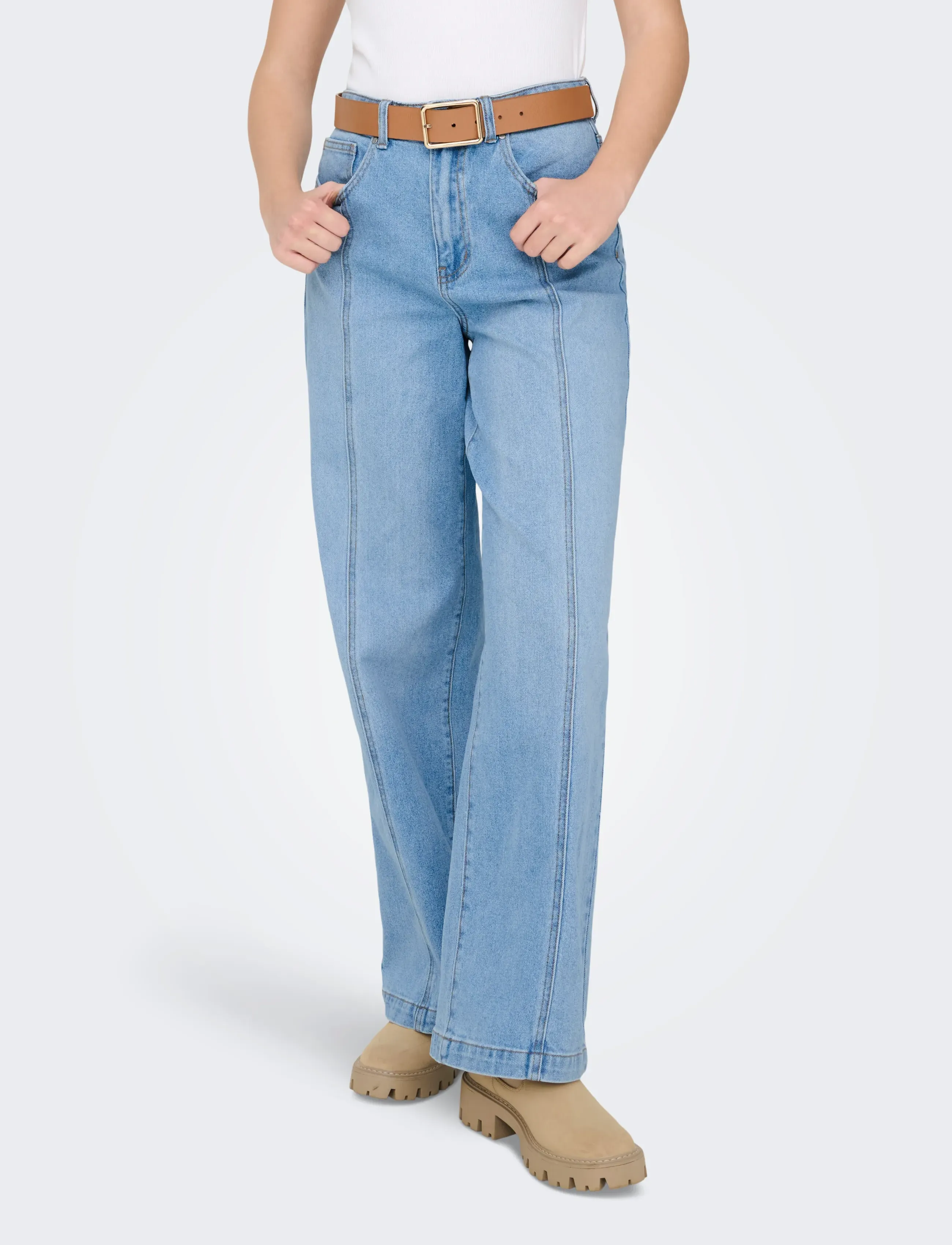 ONLY ONLHOPE HW WIDE PINTUCK DNM MAE2655 - Tøj - LIGHT BLUE DENIM / blue