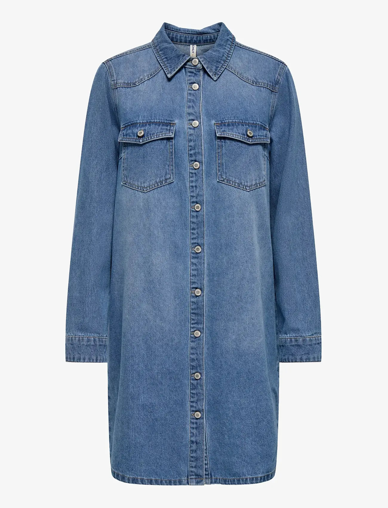 ONLY - ONLLISA L/S DNM DRESS GUA - skjortklänningar - medium blue denim - 0